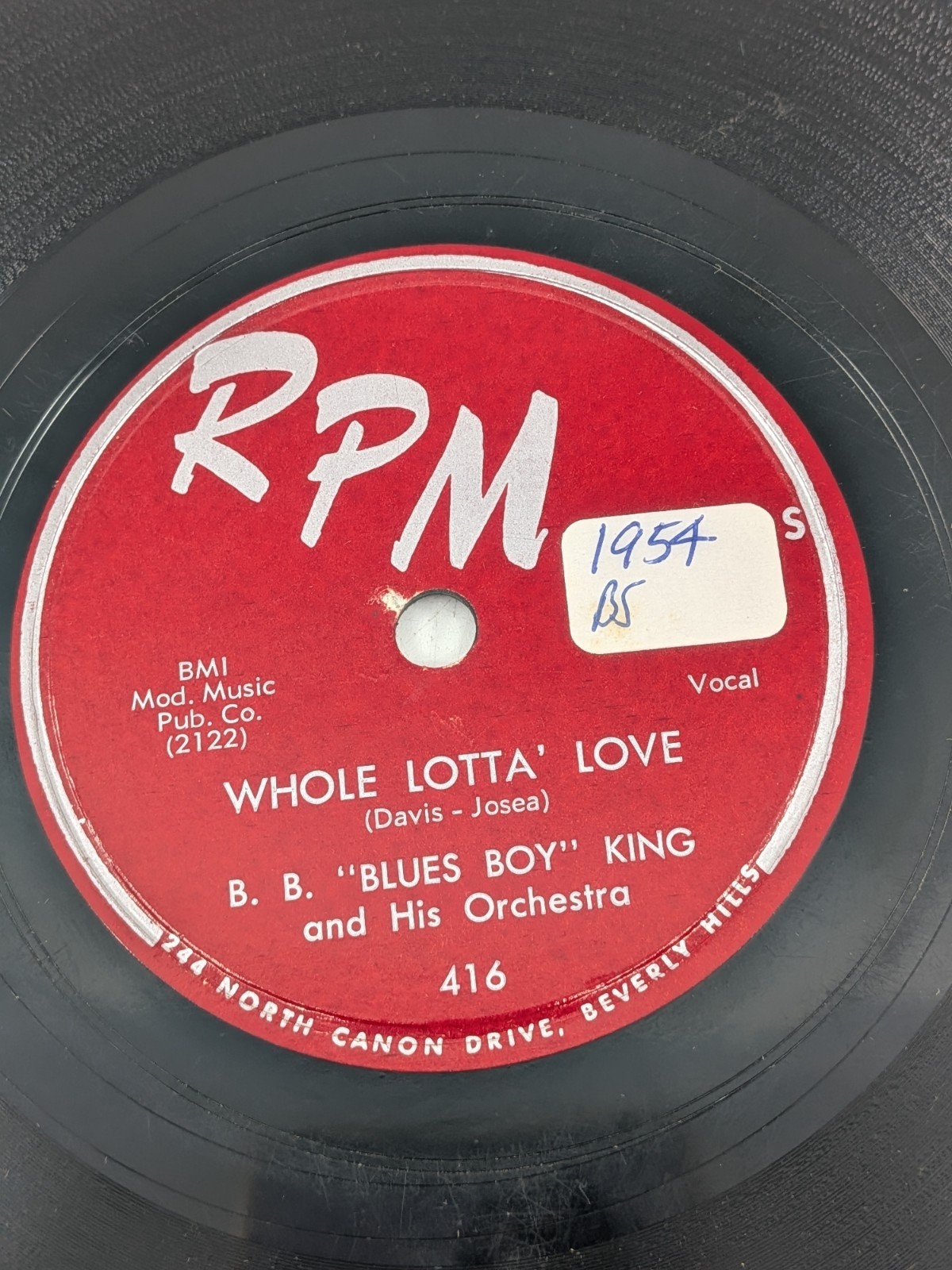 Whole Lotta’ Love/You Upset me Baby BB KING 78 RPM BLUES VG