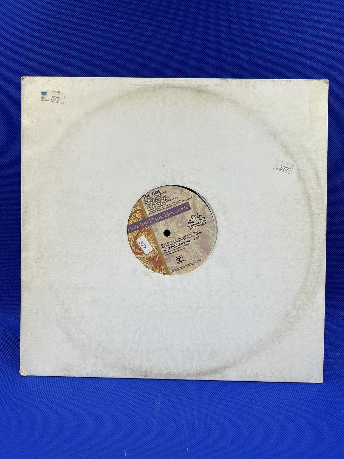 The Time – Jerk Out 12″ Promo LP VG+/VG Cleaned Play‑Tested 33 RPM