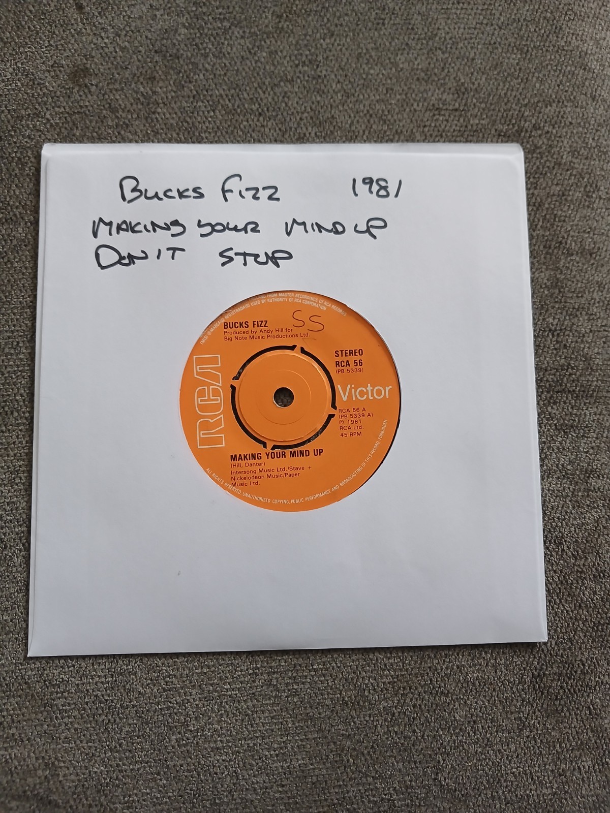 Bucks Fizz – Making Your Mind Up 7″ Vinyl Single Record 1981