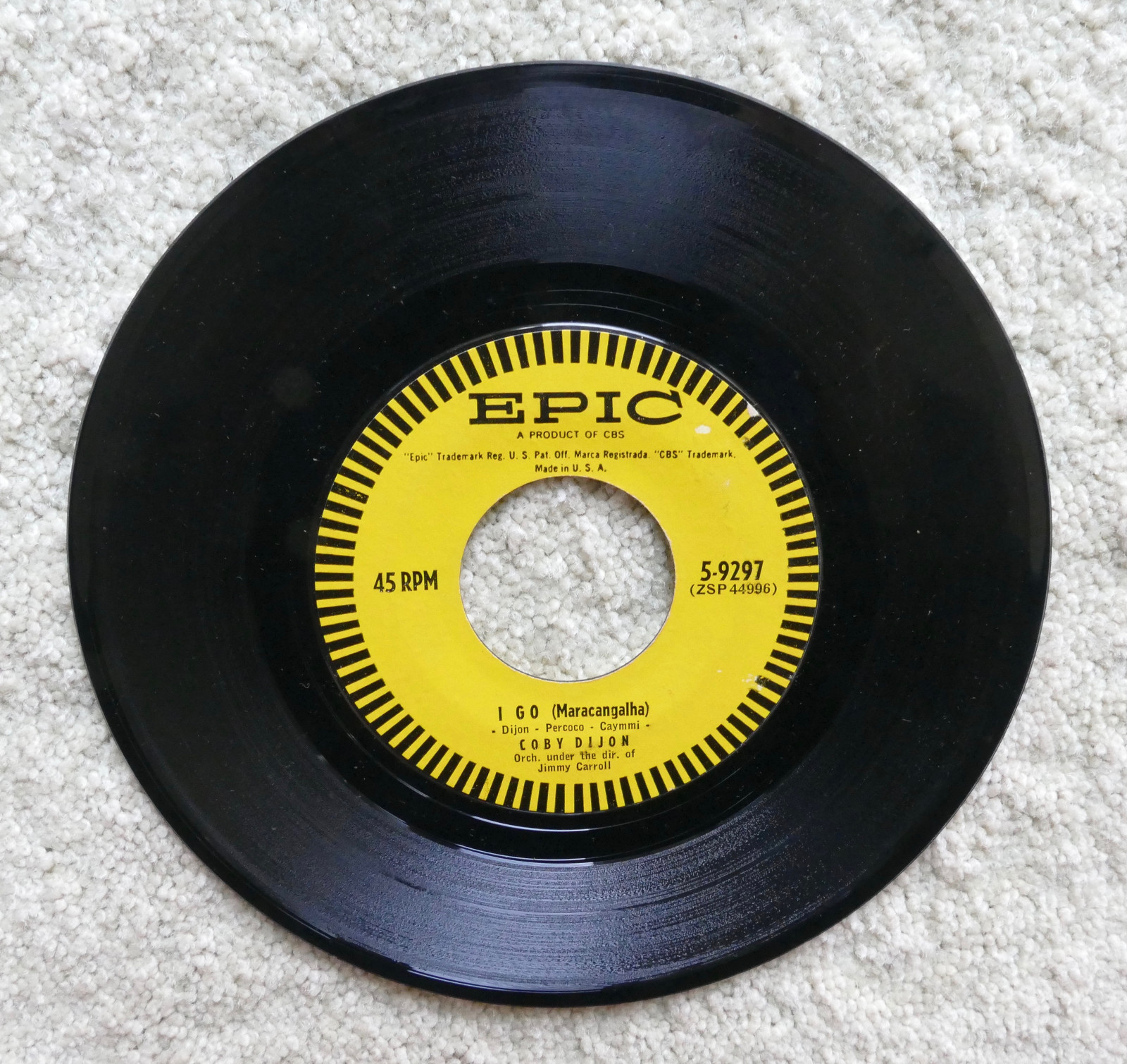 COBY DIJON LOCKED IN THE ARMS OF LOVE 45 EPIC 5-9297 Jimmy Carroll I Go VGC