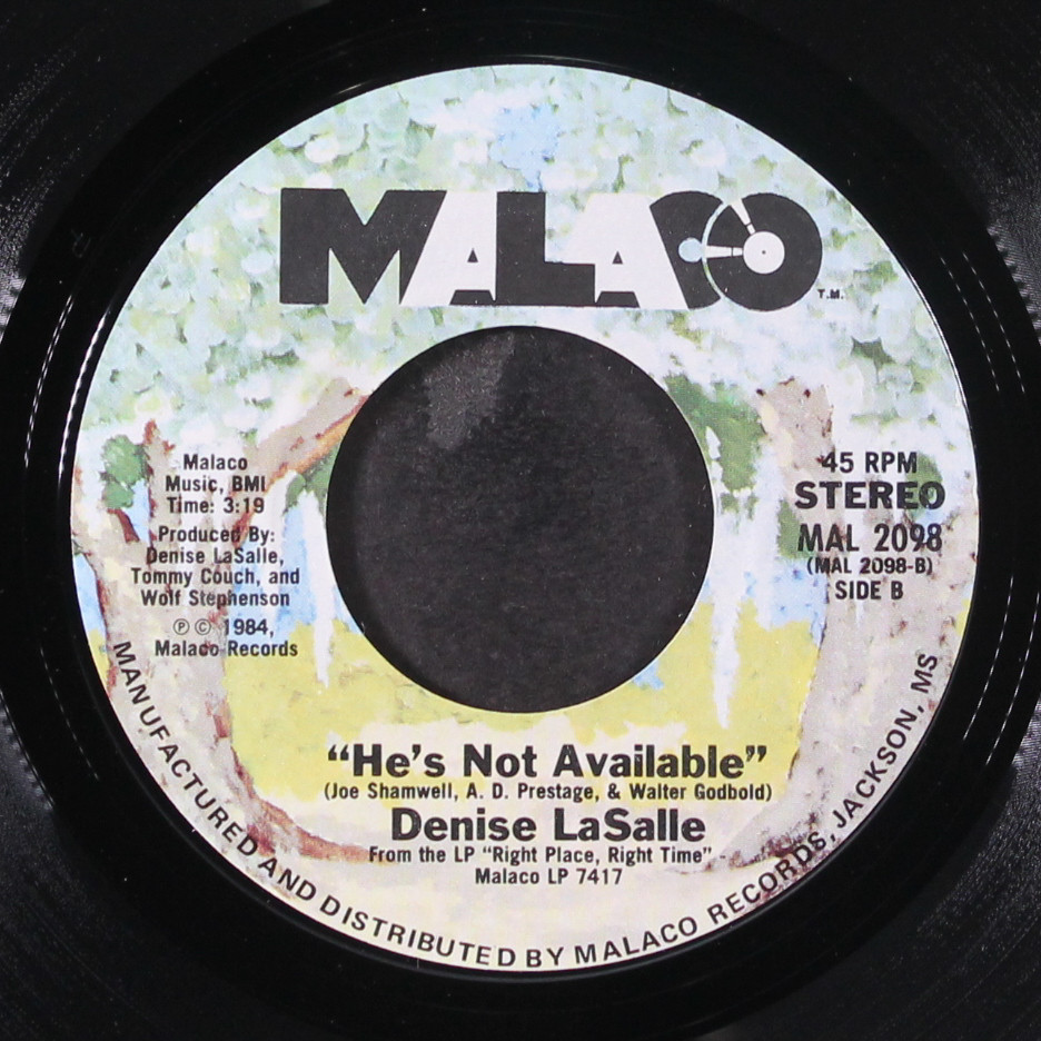 DENISE LASALLE: right place, right time / he’s not available MALACO 7″ Single