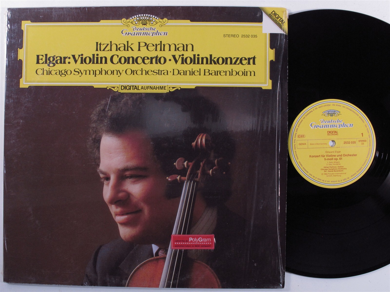 ELGAR Violin Concerto BARENBOIM / PERLMAN – DEUTSCHE GRAM LP NM A538