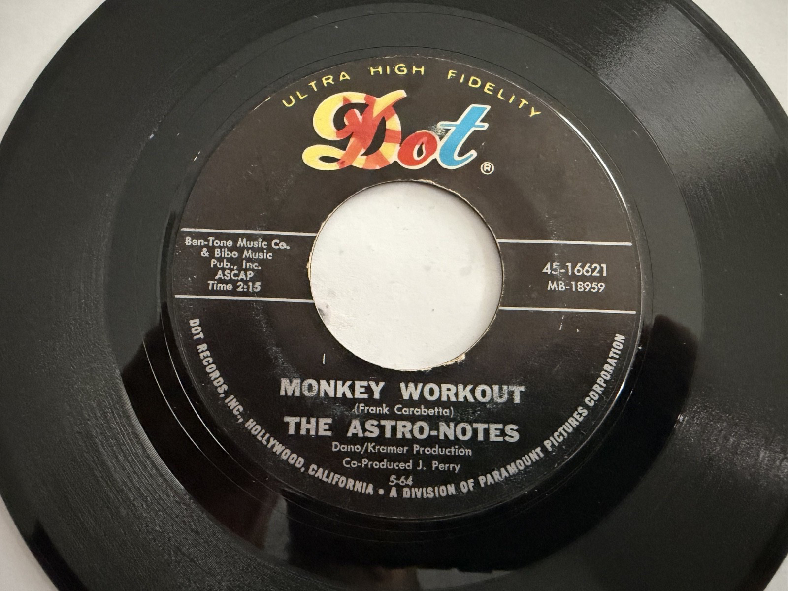 The Astro-Notes 45 “Monkey Workout”/ Teenage Blues” Dot Garage Mod ~ Clean Hear