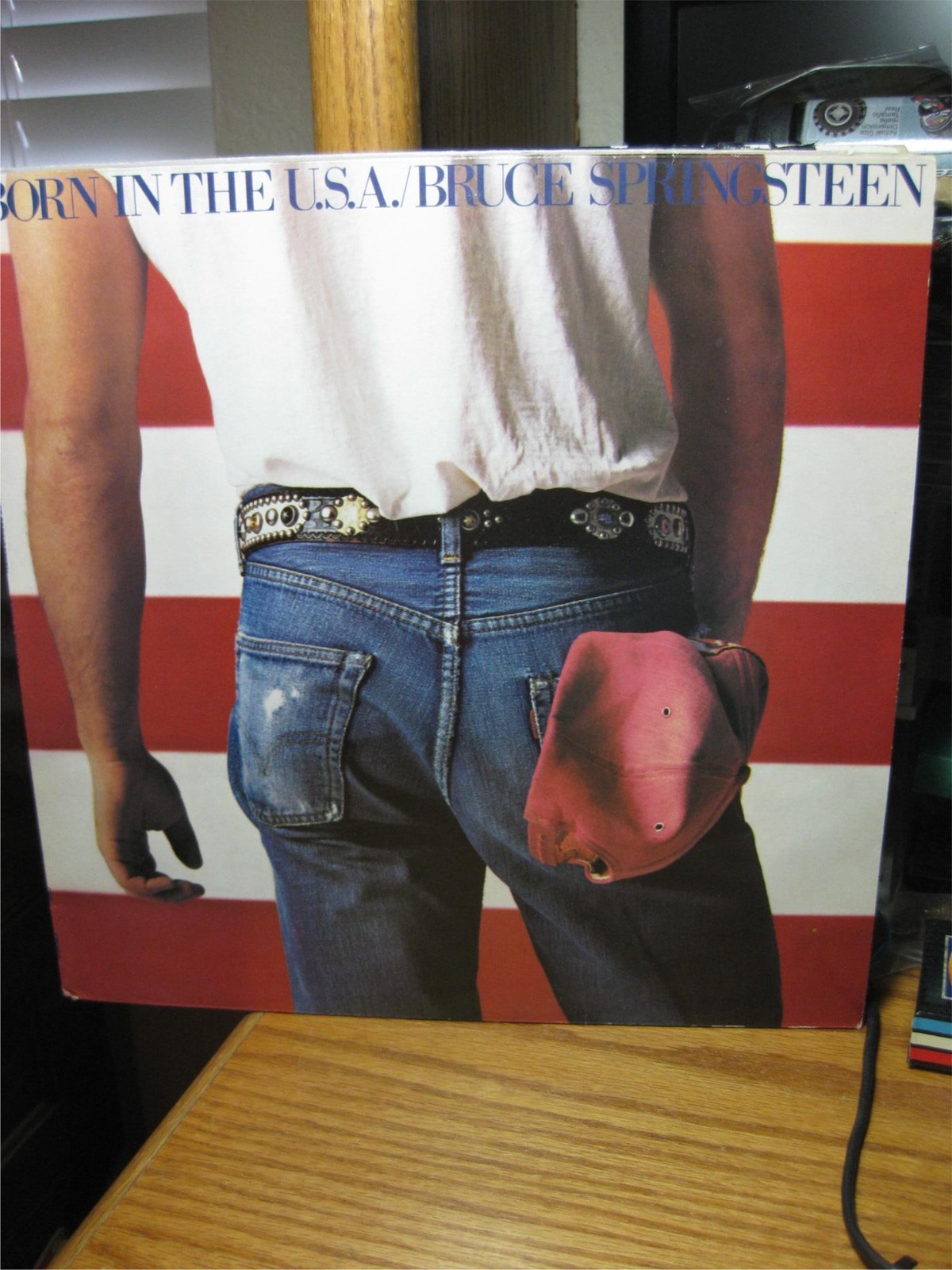 Born in the U.S.A Bruce Springsteen Made ENGLAND blue photo lyrics inner sleeve+