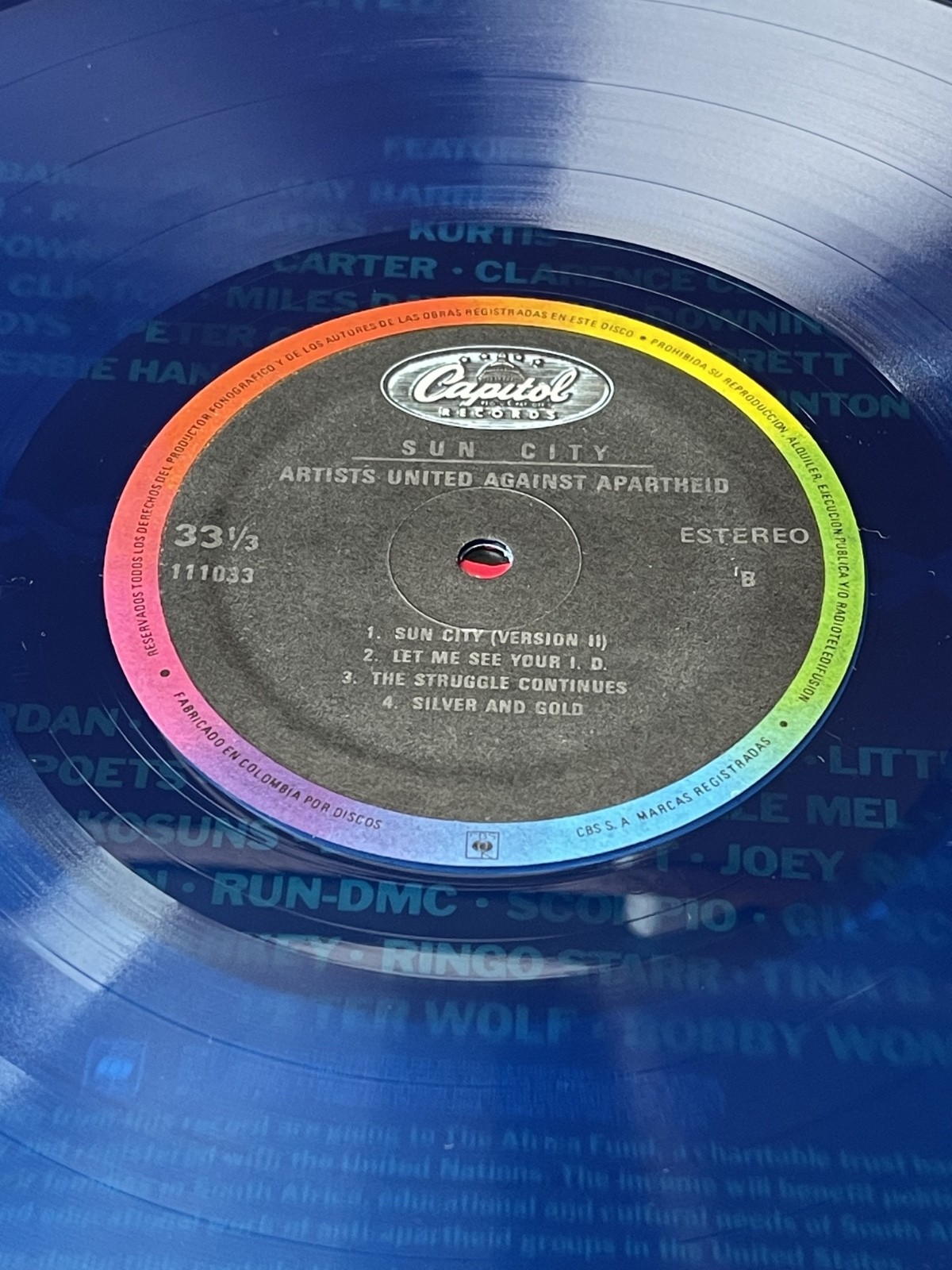 Artists United Against Apartheid ‎– Sun City – Bono, Keith Richards BLUE Vinyl
