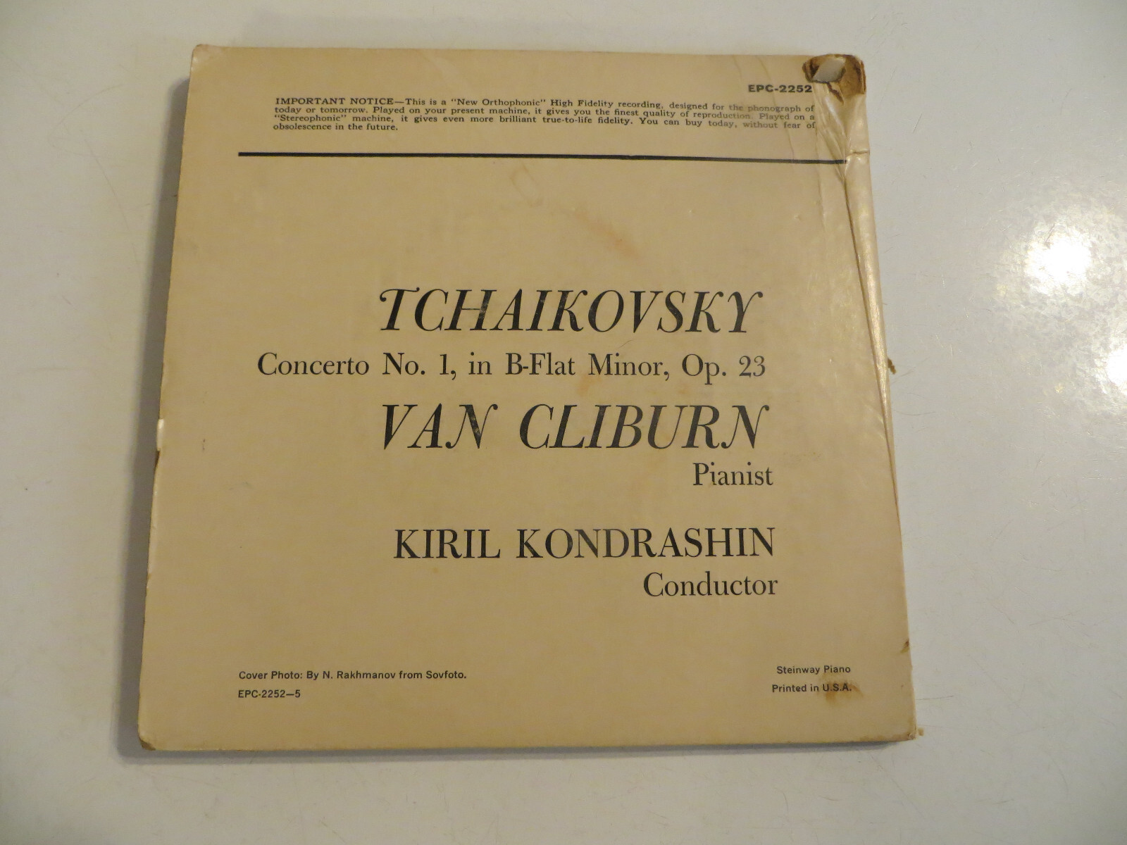 Van Cliburn – Tchaikovsky – Concerto No. 1 – 3×7″ 1958 RCA Red Seal – Classical
