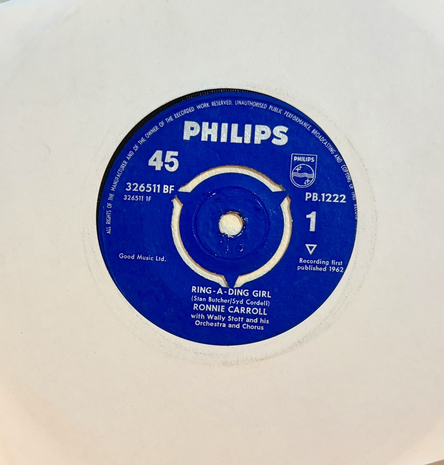 Eurovision UNITED KINGDOM 1962 RONNIE CARROLL Ring-A-Ding Girl – 7”