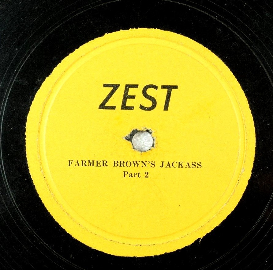 Early Adult Comedy 78 RPM on Zest – Farmer Brown’s Jackass A12