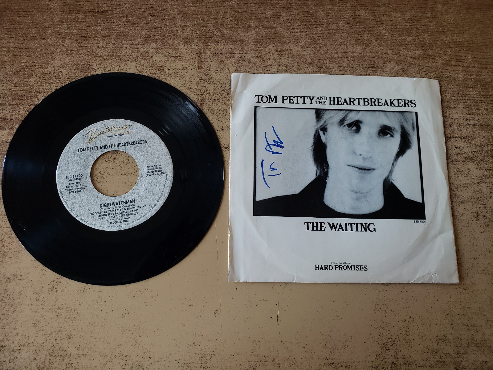 hand signed 1980s excellent 45 & vg+ sleeve Tom Petty The Waiting SEE NOTES! 45