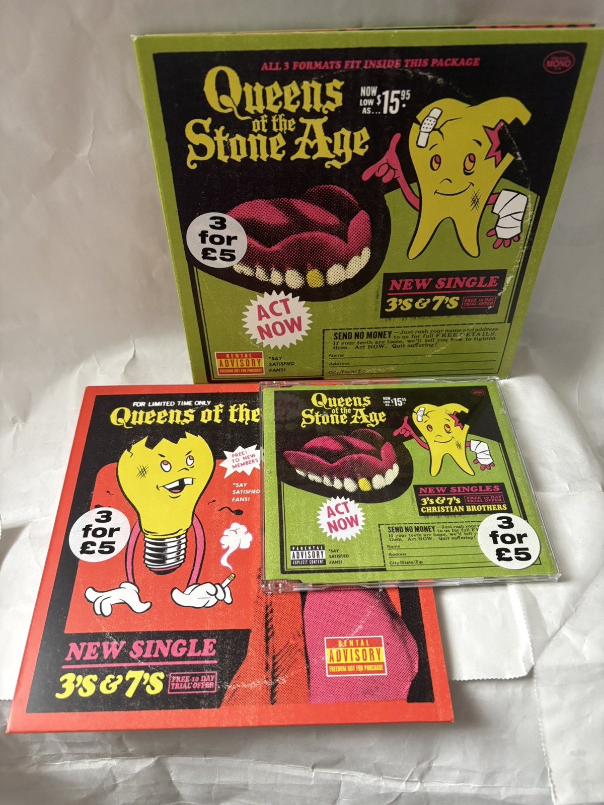 Queens of the Stone Age QOTSA 3s & 7s Vinyl & CD Singles, 3 Part Complete Set