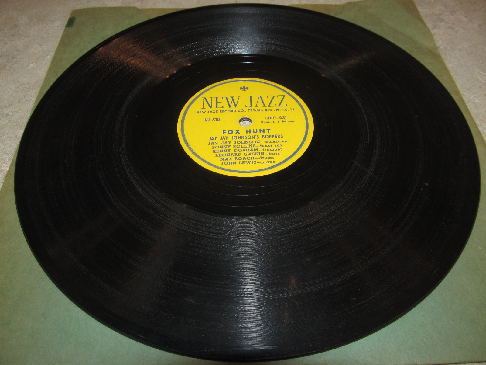JAY JAY JOHNSON’S BOPPERS – 78 RPM – SONNY ROLLINS – NEW JAZZ NJ 810 Bebop VG+