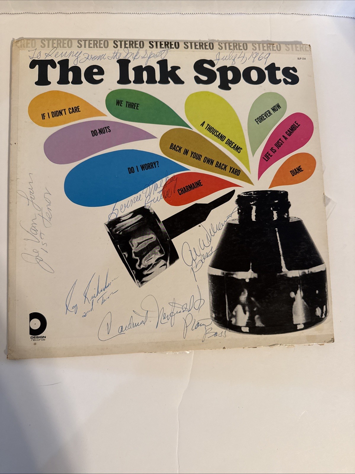 Vintage The Ink Spots Vinyl LP (Design-154) Bernie Mackey Group X5 Signatures