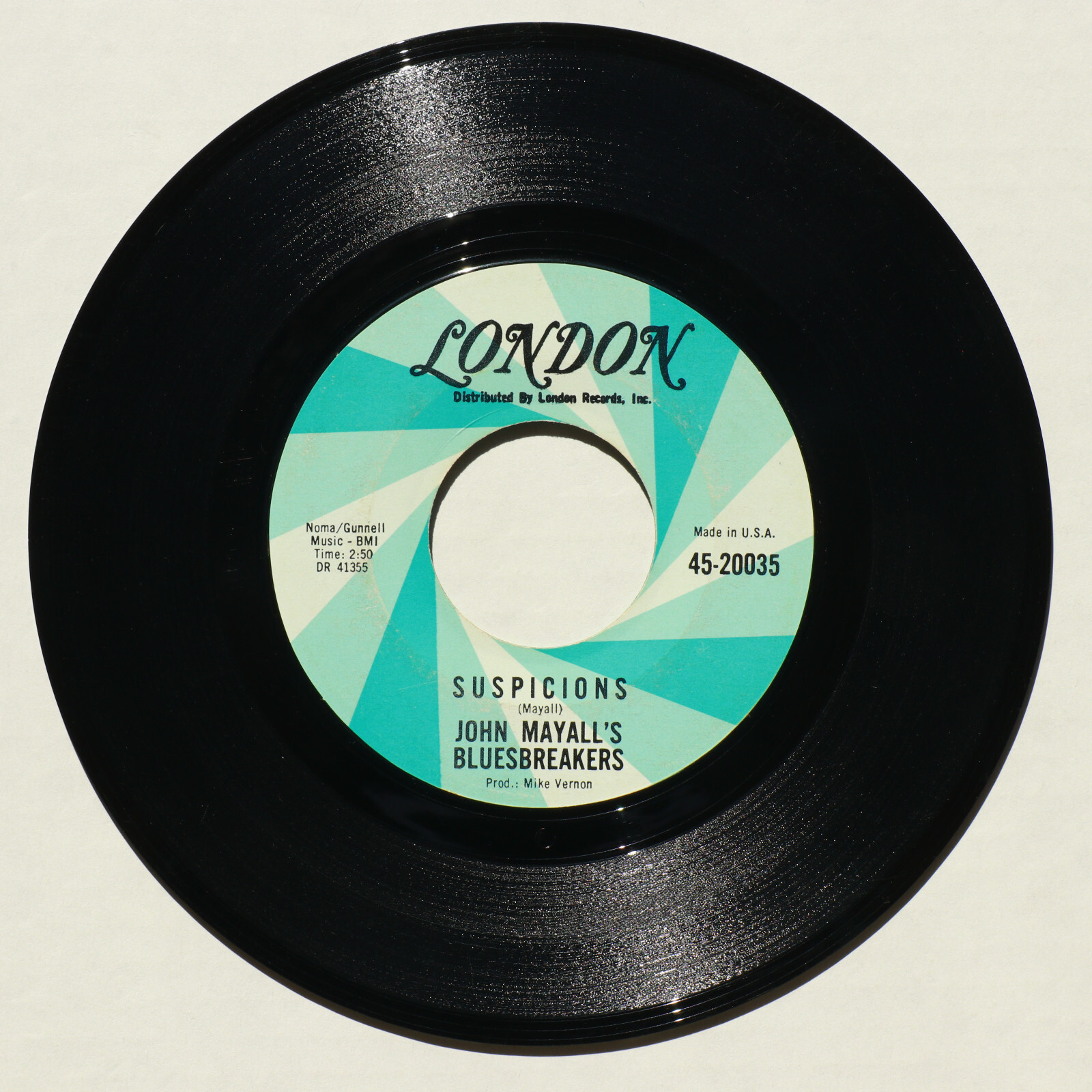 John Mayall’s Bluesbreakers *Suspicions/Oh, Pretty Woman* 45 rpm Vinyl 7″ Single