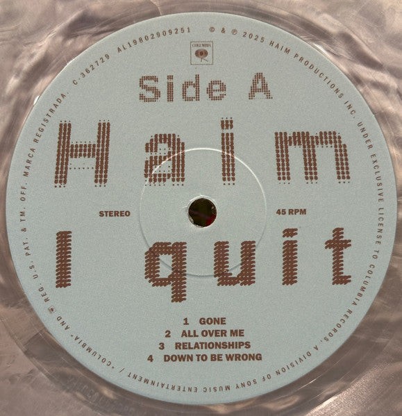 Haim – I Quit | Metallic Silver 2LP | w/ Color Insert Poster