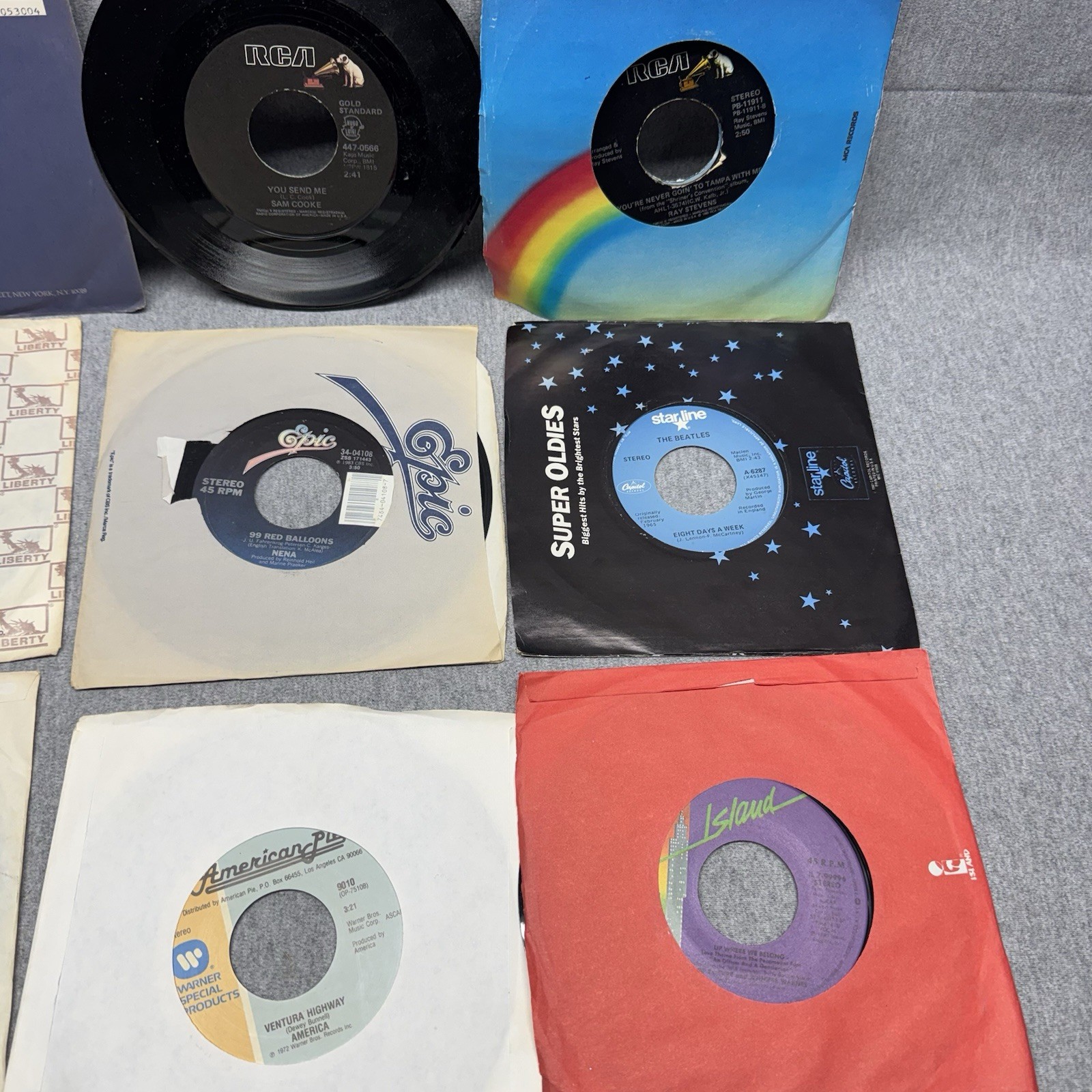 Vintage 45 RPM Record Lot of 86 – 7″ Vinyl Singles Rock Pop 70s 80s Beatles Etc.
