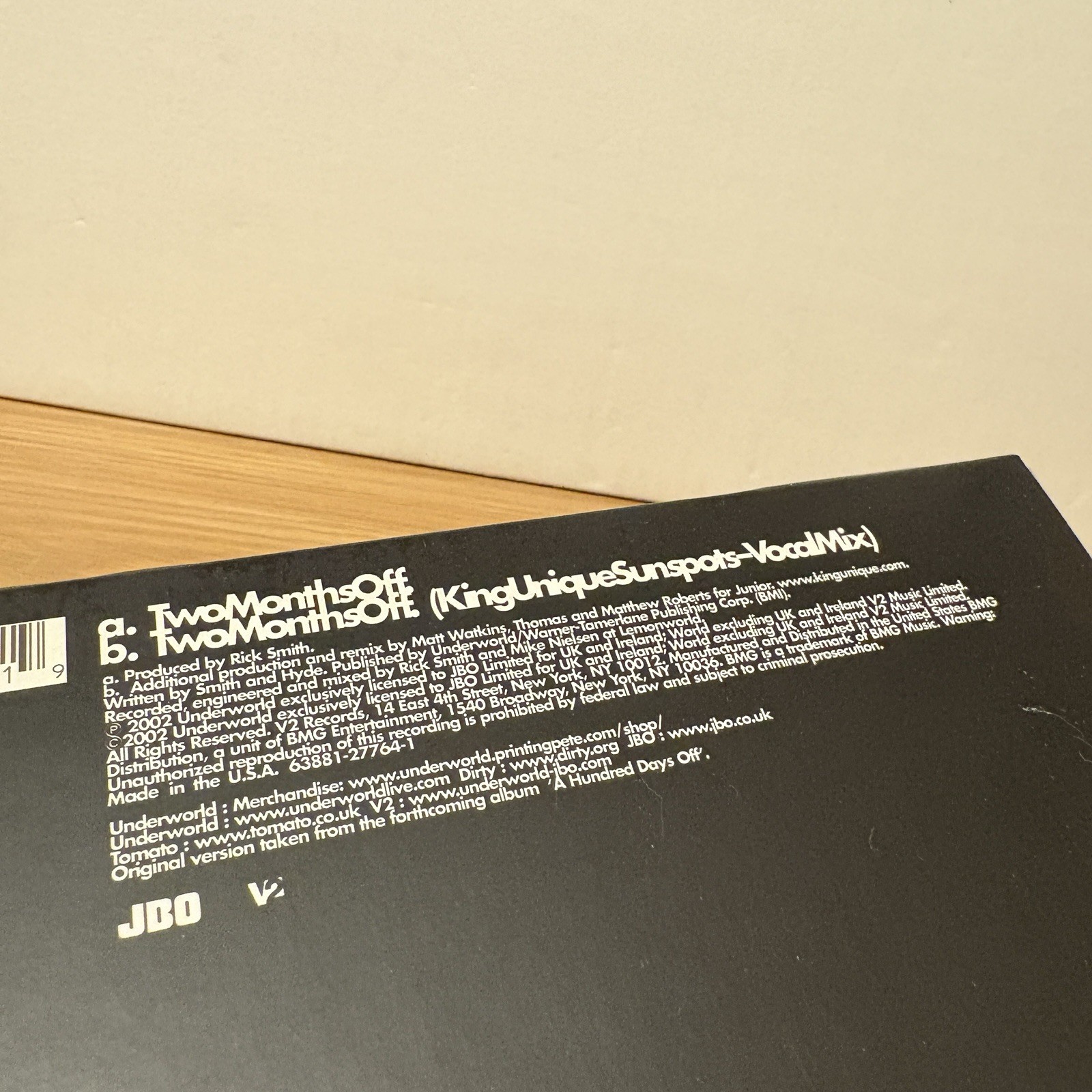 2002 Underworld Two Months Off 12″ Vinyl Record US Techno
