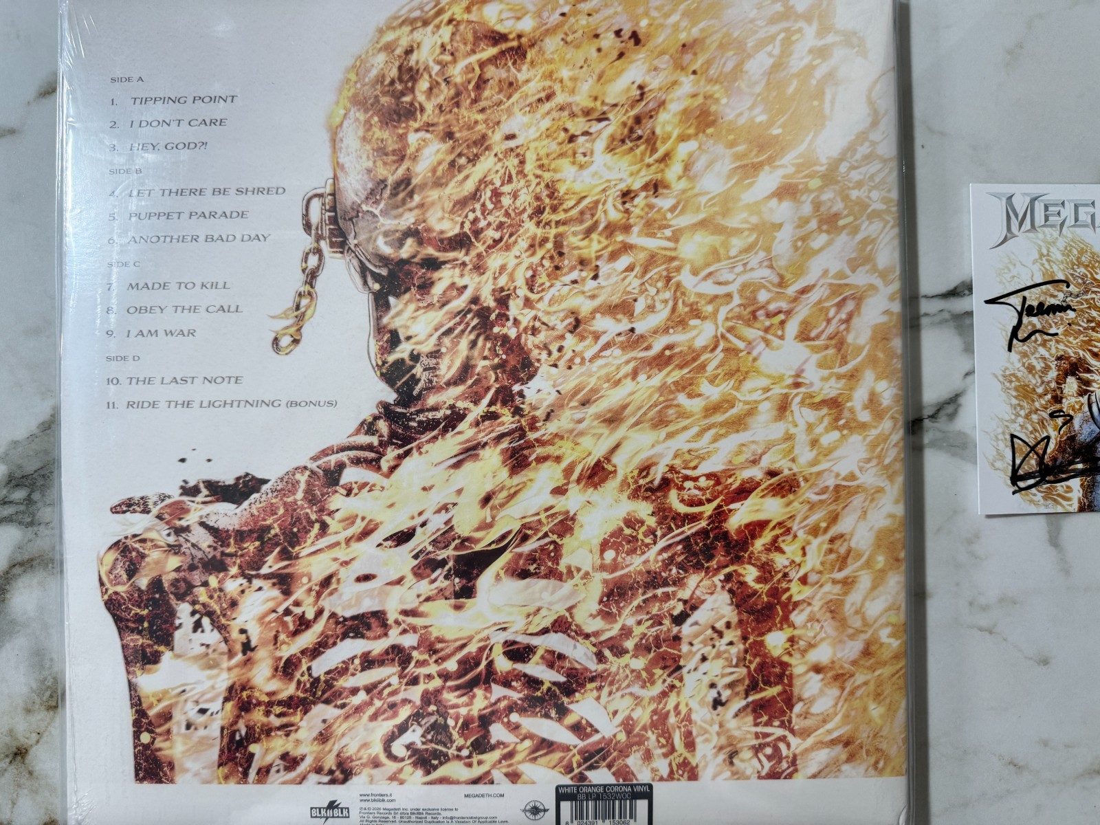 MEGADETH TSL Exclusive Blaze LP & Art Card SIGNED By Band