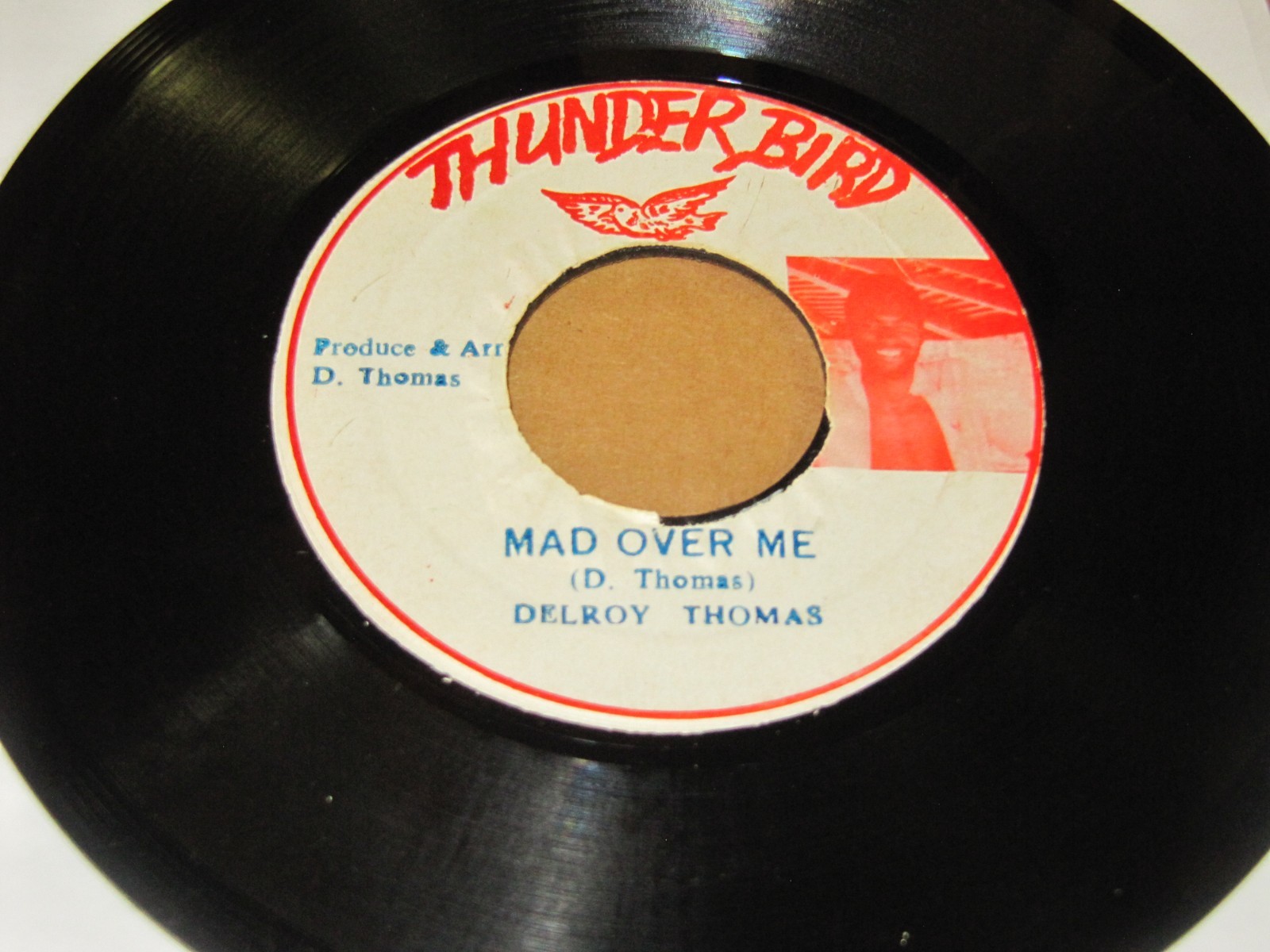 Delroy Thomas – Mad Over Me / Version 7″ Thunder Bird Roots Reggae vinyl 45