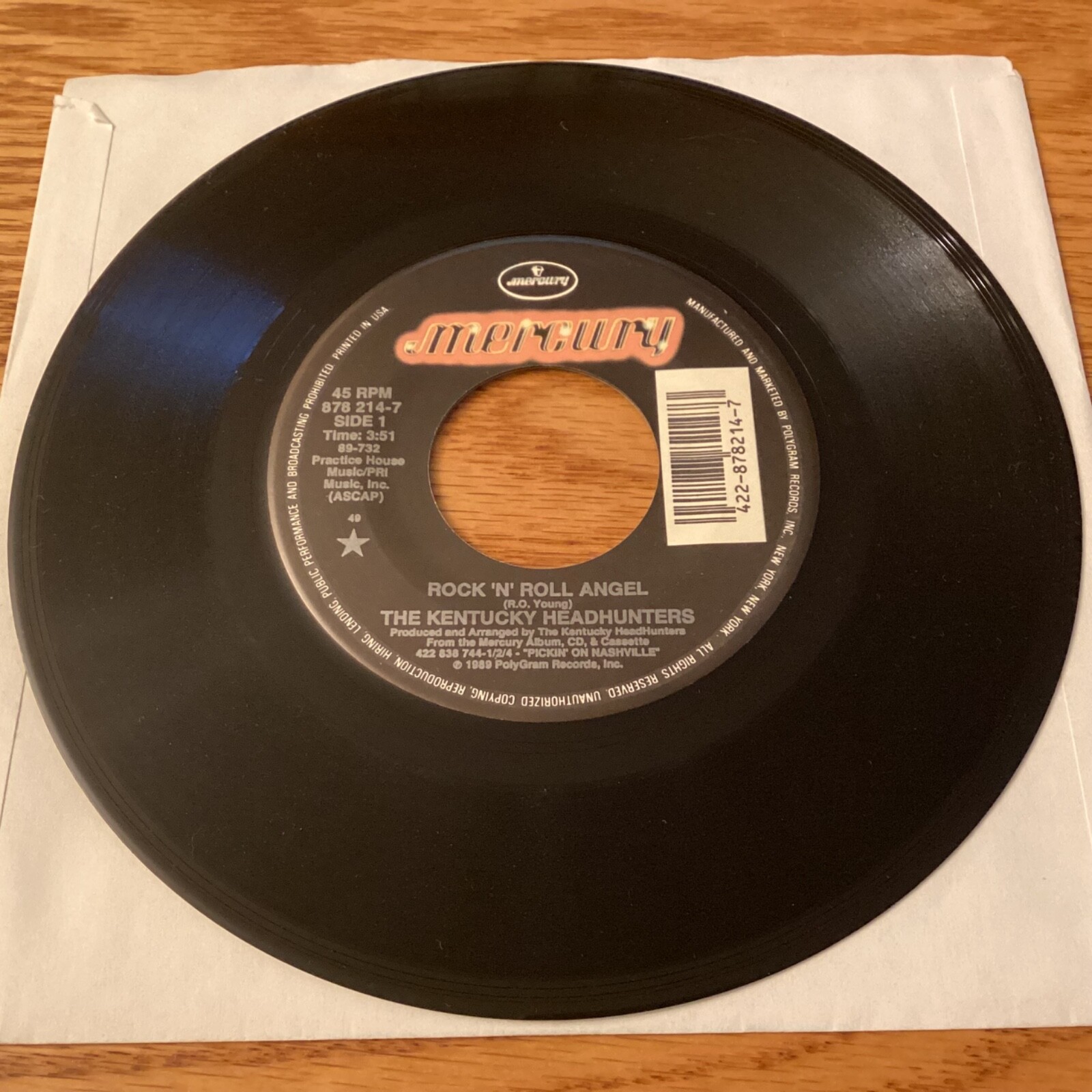 The Kentucky Headhunters “Rock ‘N’ Roll Angel / Rag Top” 7″ 45 rpm record