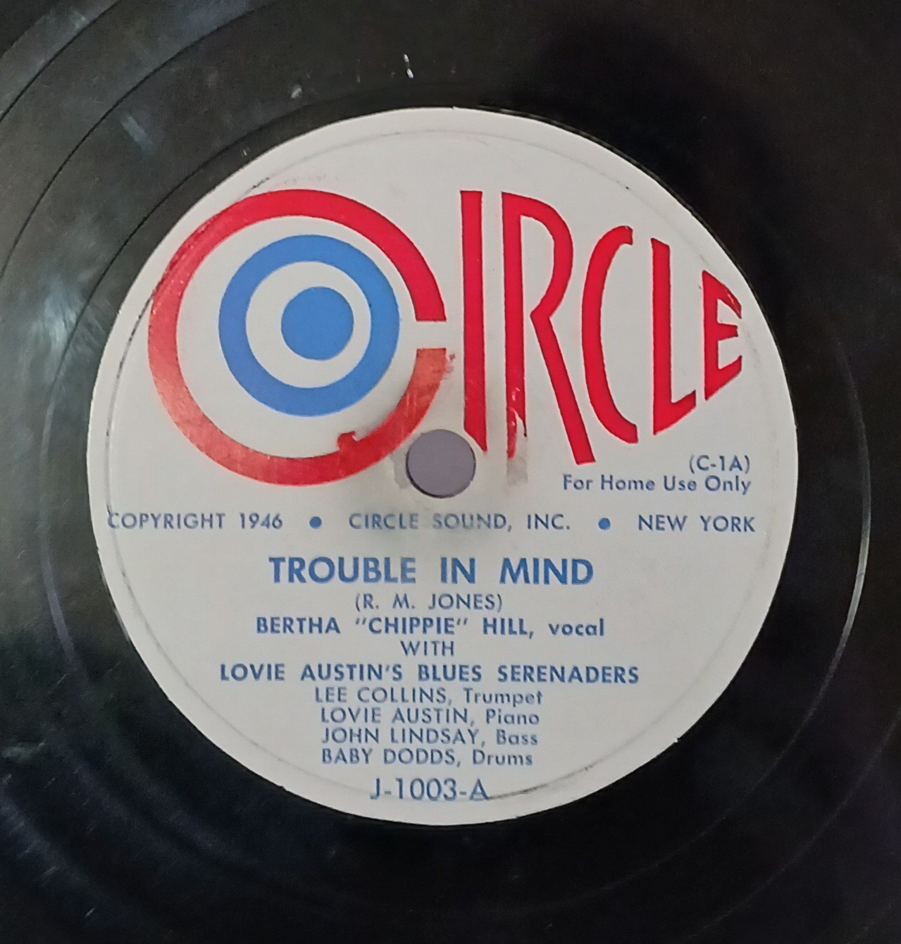 Bertha “Chippie” Hill Trouble In Mind/How Long Blues Circle 1003 78RPM E-