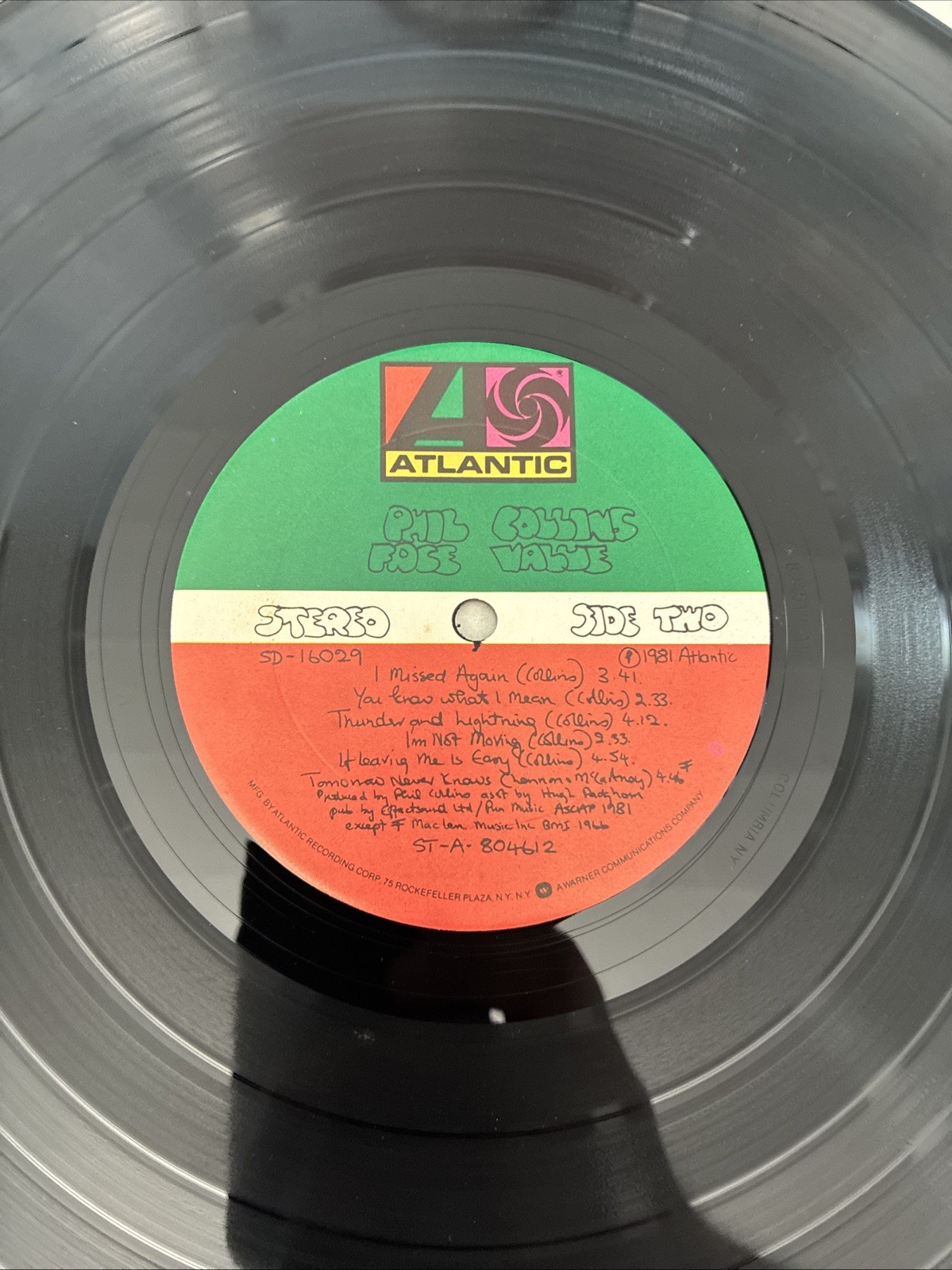 PHIL COLLINS Face Value SD16029 LP Vinyl