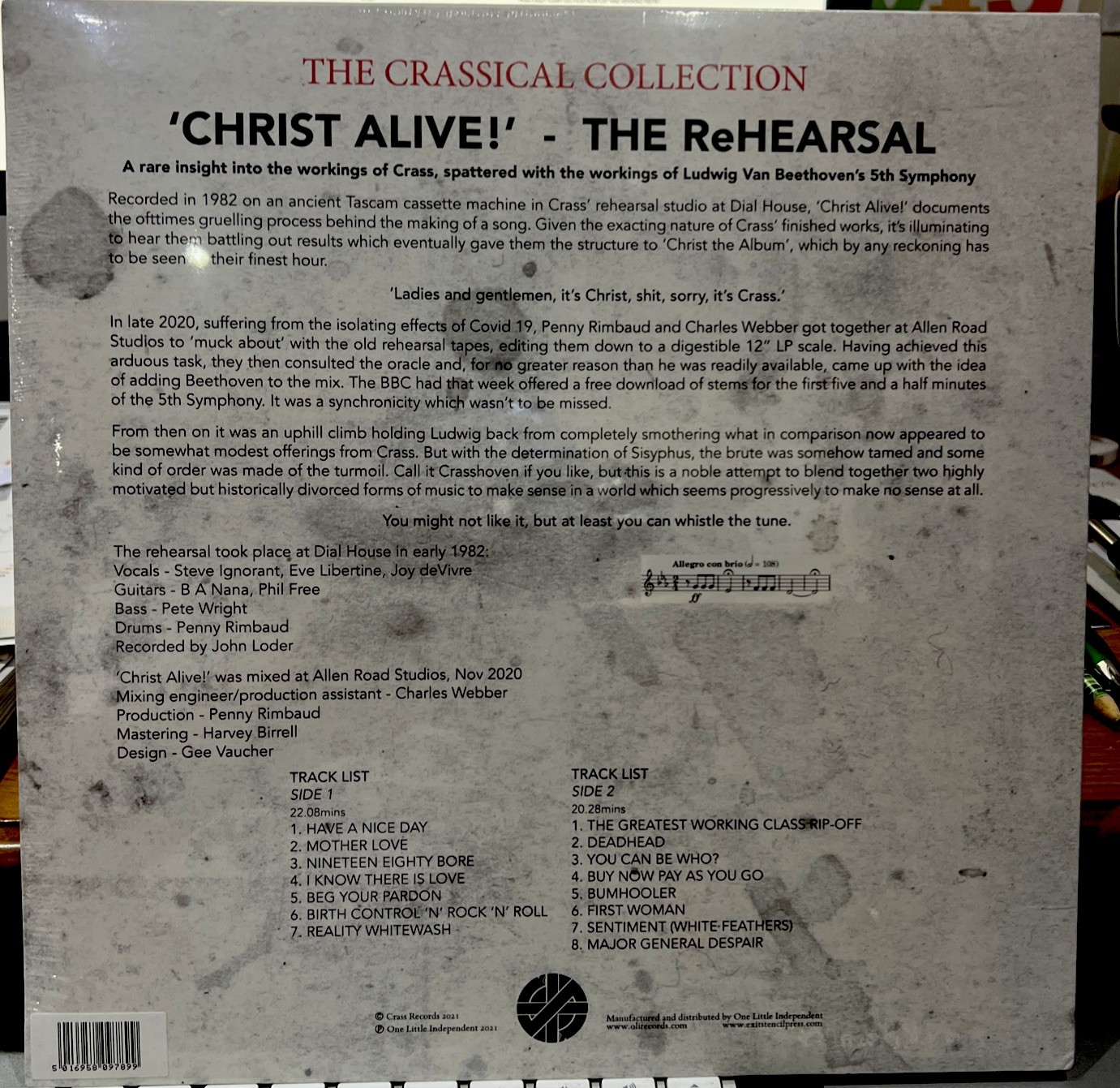 Crass – Christ Alive! – The Rehearsal Ltd /Ed Rsd 2021 Mint sealed