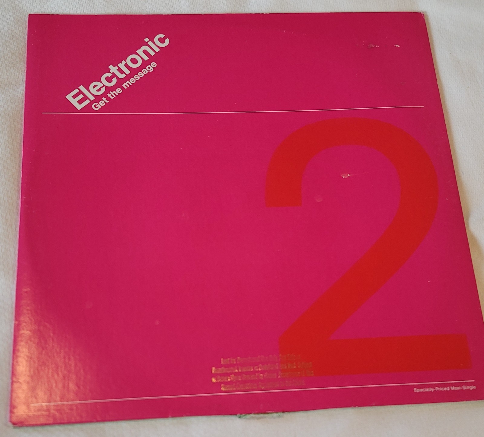Electronic Get The Message 1991 US Warner 12″ Maxi Single Synth Pop House PROMO