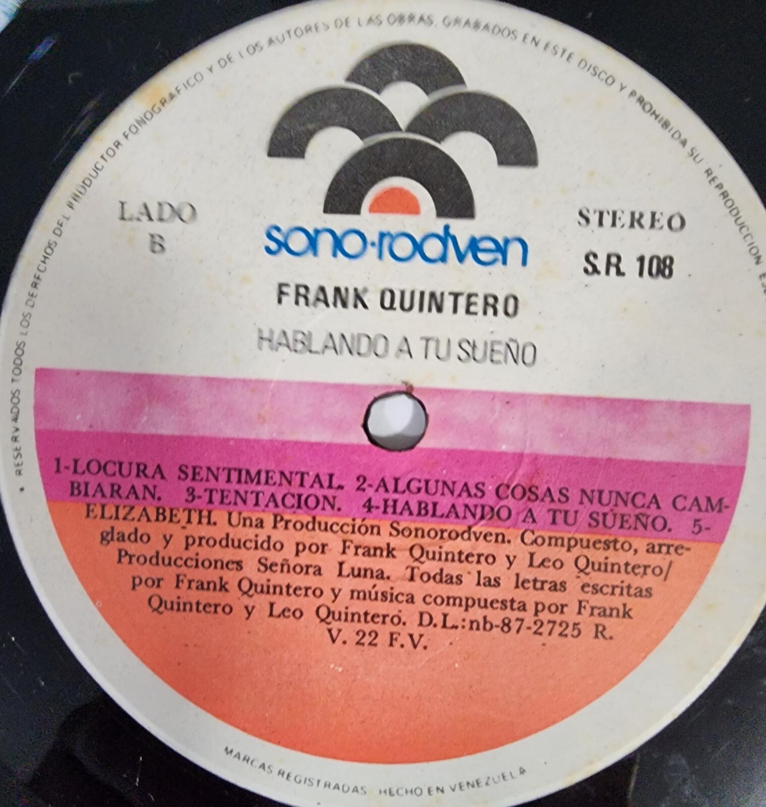 Frank Quintero Hablando A Tu Sueño Lp Vinyl 1987 Venezuela Rock Latin Pop