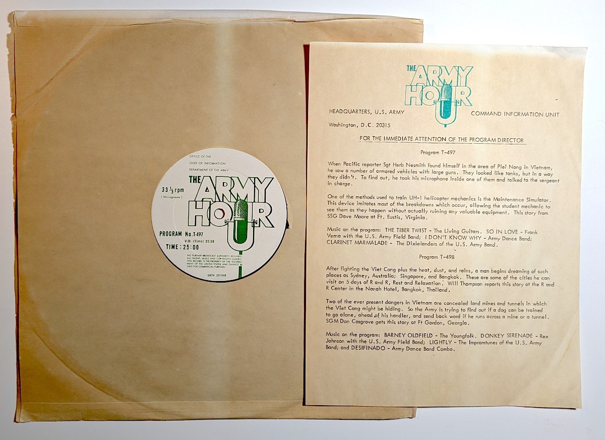 The Army Hour Radio Transcription LP *EXC* T-497/T-498 Vietnam War Huey 33RPM