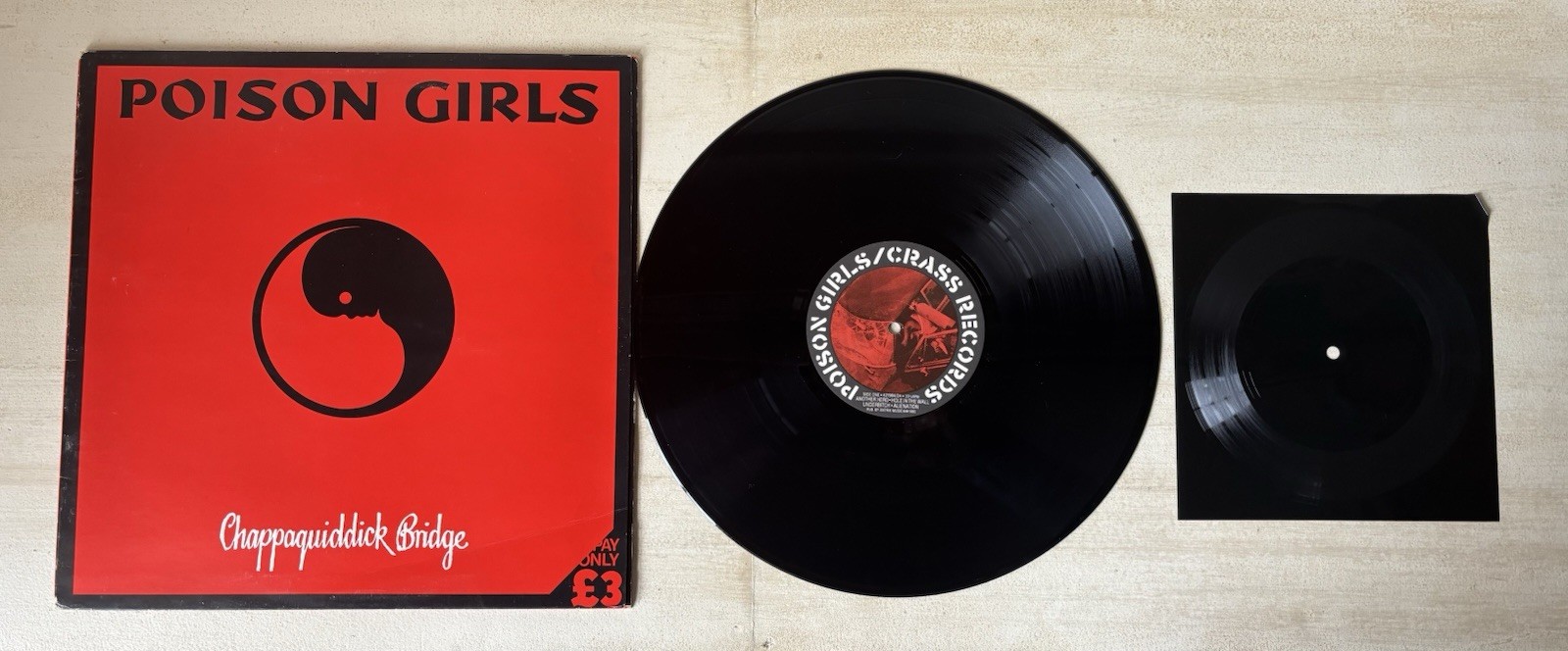 UK orig 1980 LP POISON GIRLS Chappaquiddick Bridge + 7″ punk CRASS 421984/2pg !