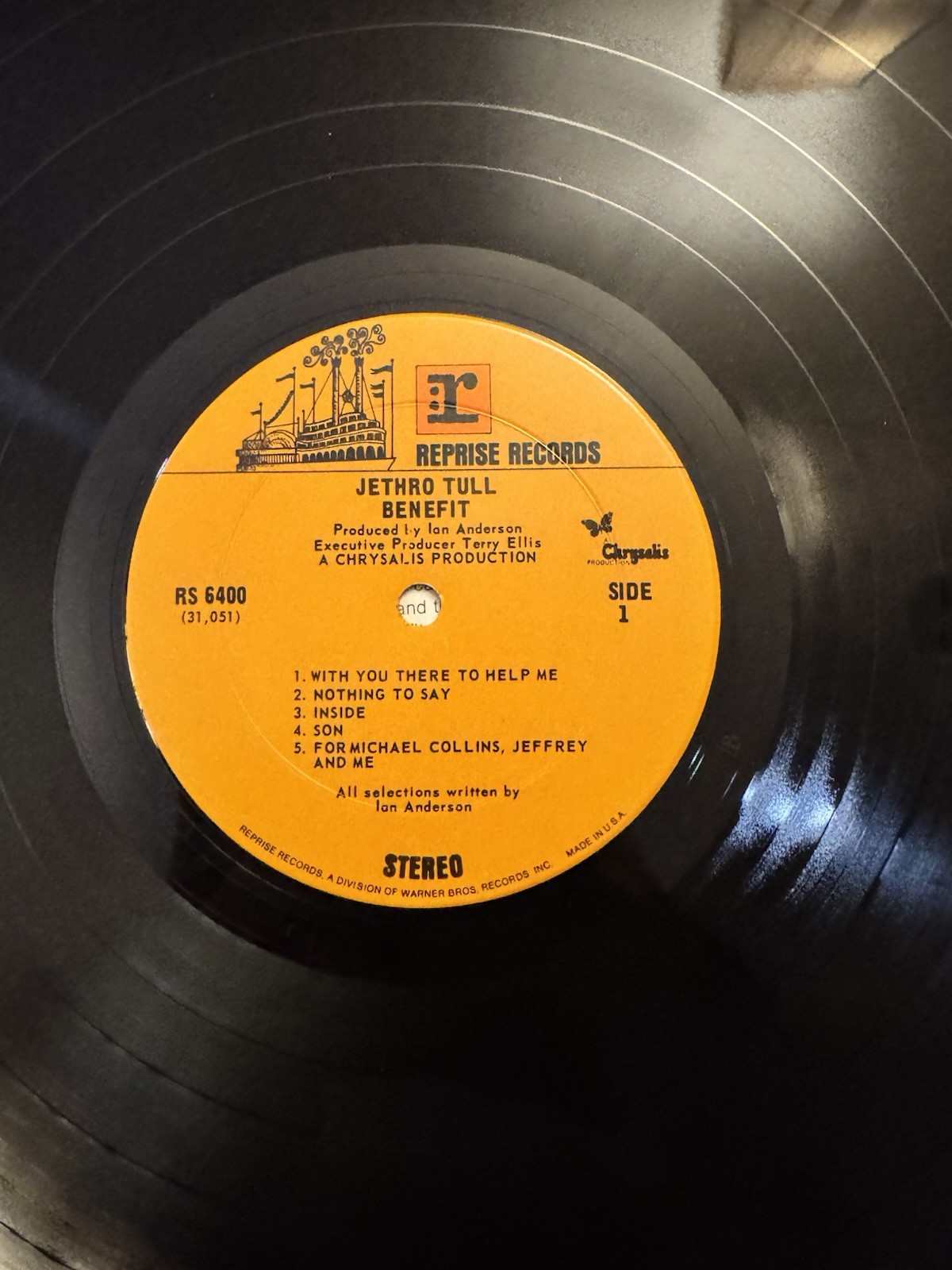 Jethro Tull Benefit Vinyl LP Record (Chrysalis, 1970s, Hard Rock) RS 6400