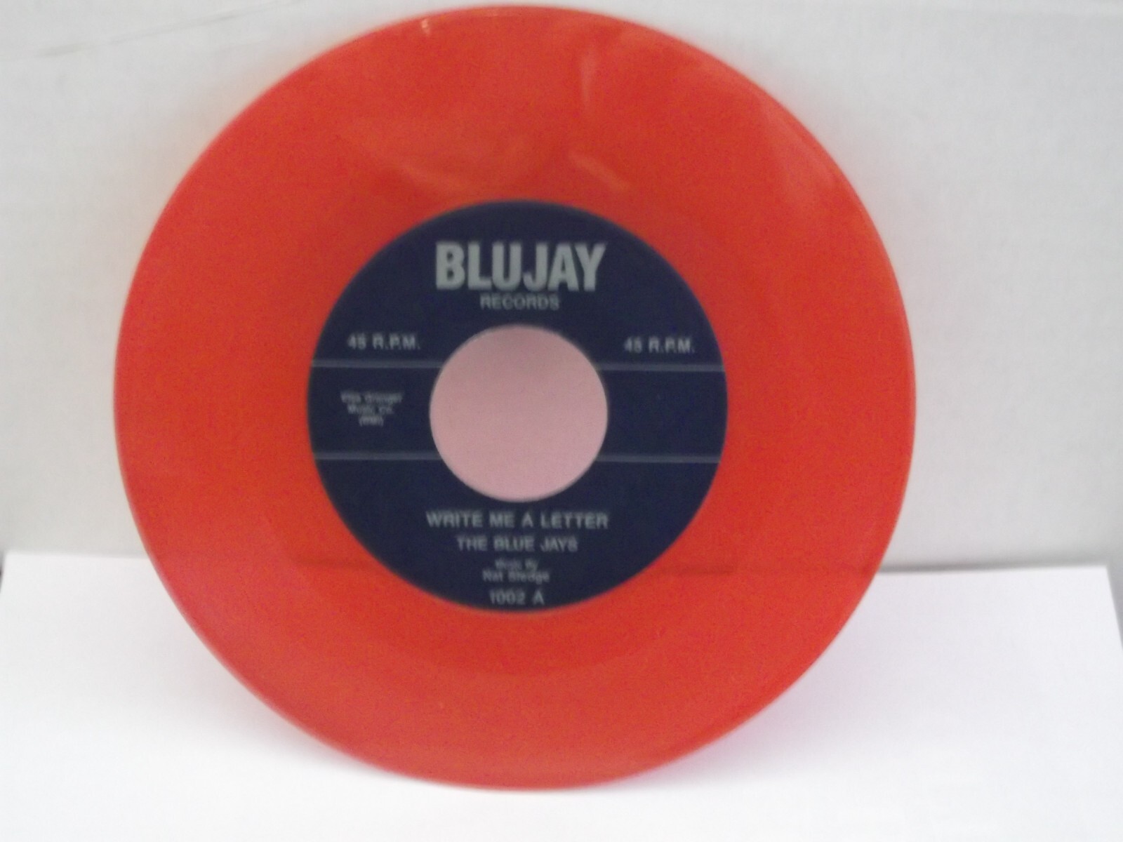 The Blue Jays,Blujay 1002,”Write Me A Letter”,US,7″ 45,1961 R&B,RI,RED Vinyl,M