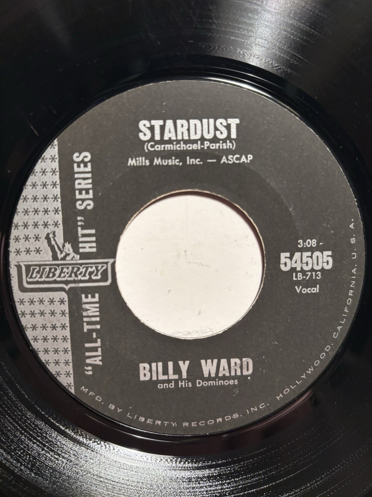 Billy Ward and His Dominoes “Stardust” Liberty 7” 45 REISSUE Strong VG+