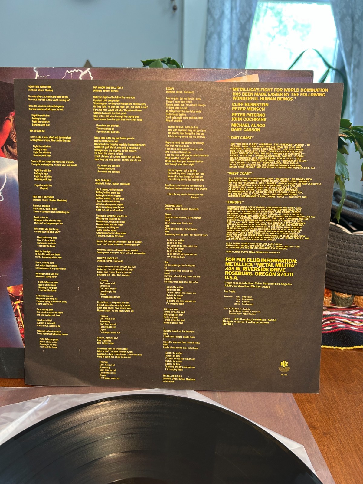 VG+ METALLICA 1987 Ride the Lightning LP Brazil Heavy Metal Thrash ACDC slayer
