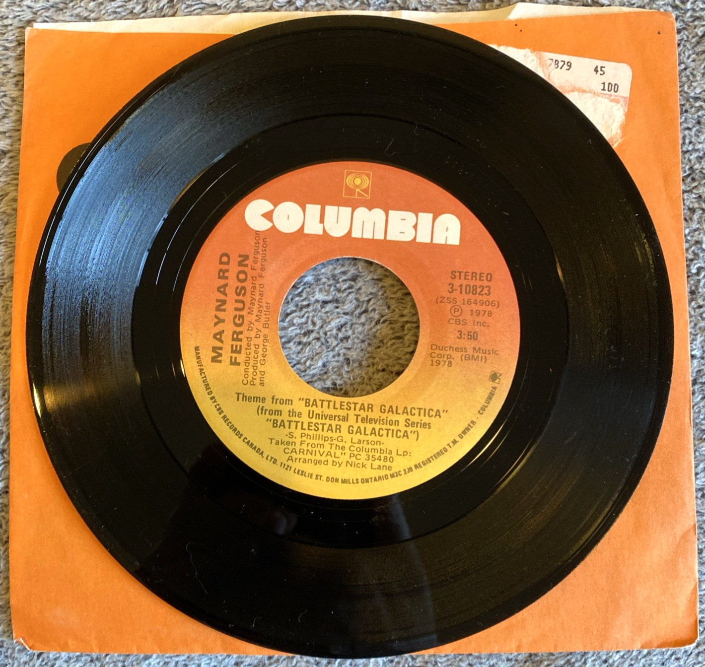 45 Record Maynard Ferguson Battlestar Galactica Theme & M.F. Carnival 1978