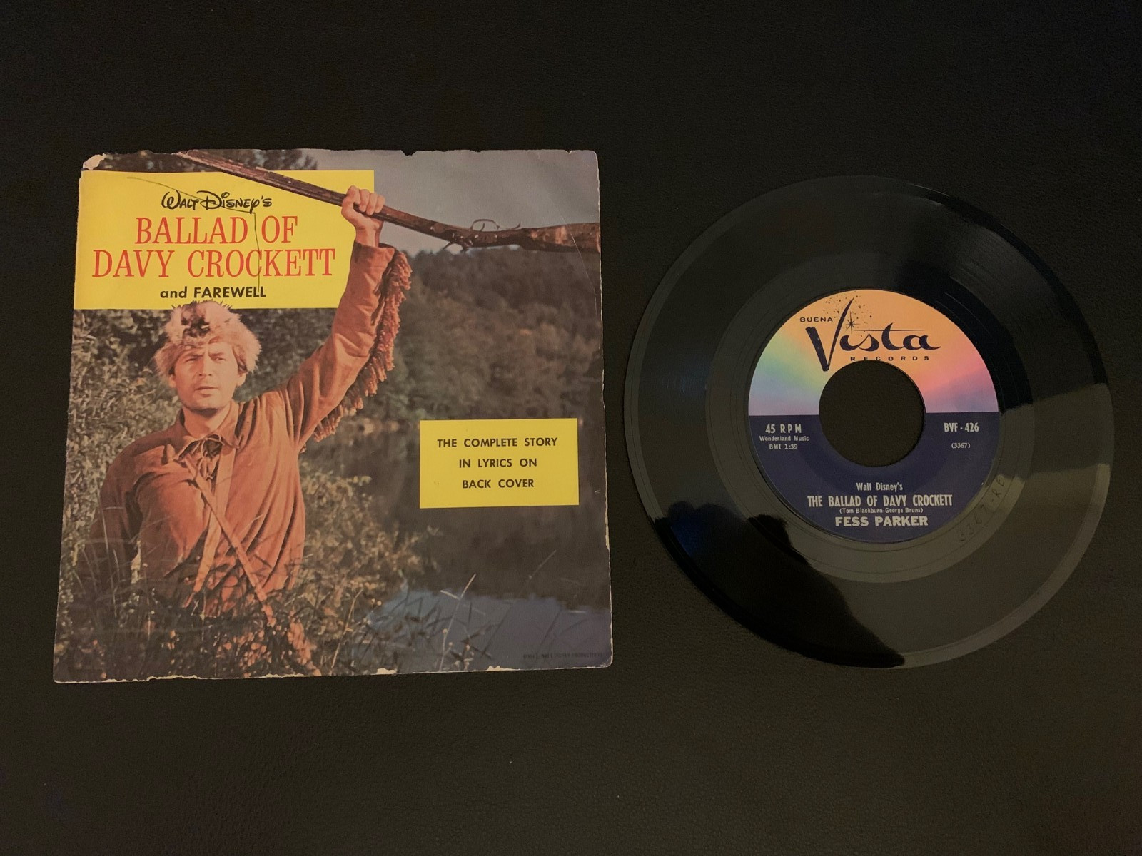 Fess Parker – The Ballad of Davy Crockett 7″ 45 RPM 1954 Buena Vista-Disney