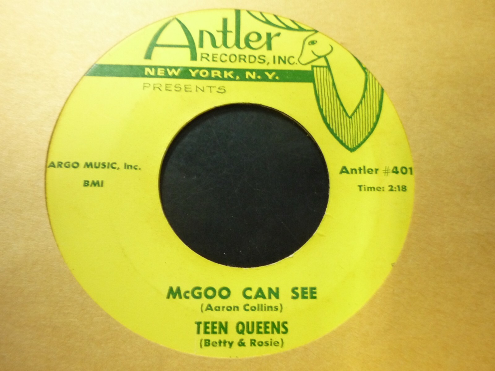 TEEN QUEENS: Mcgoo Can See / I Heard Violins 45 Antler 4017 girl group doo wop