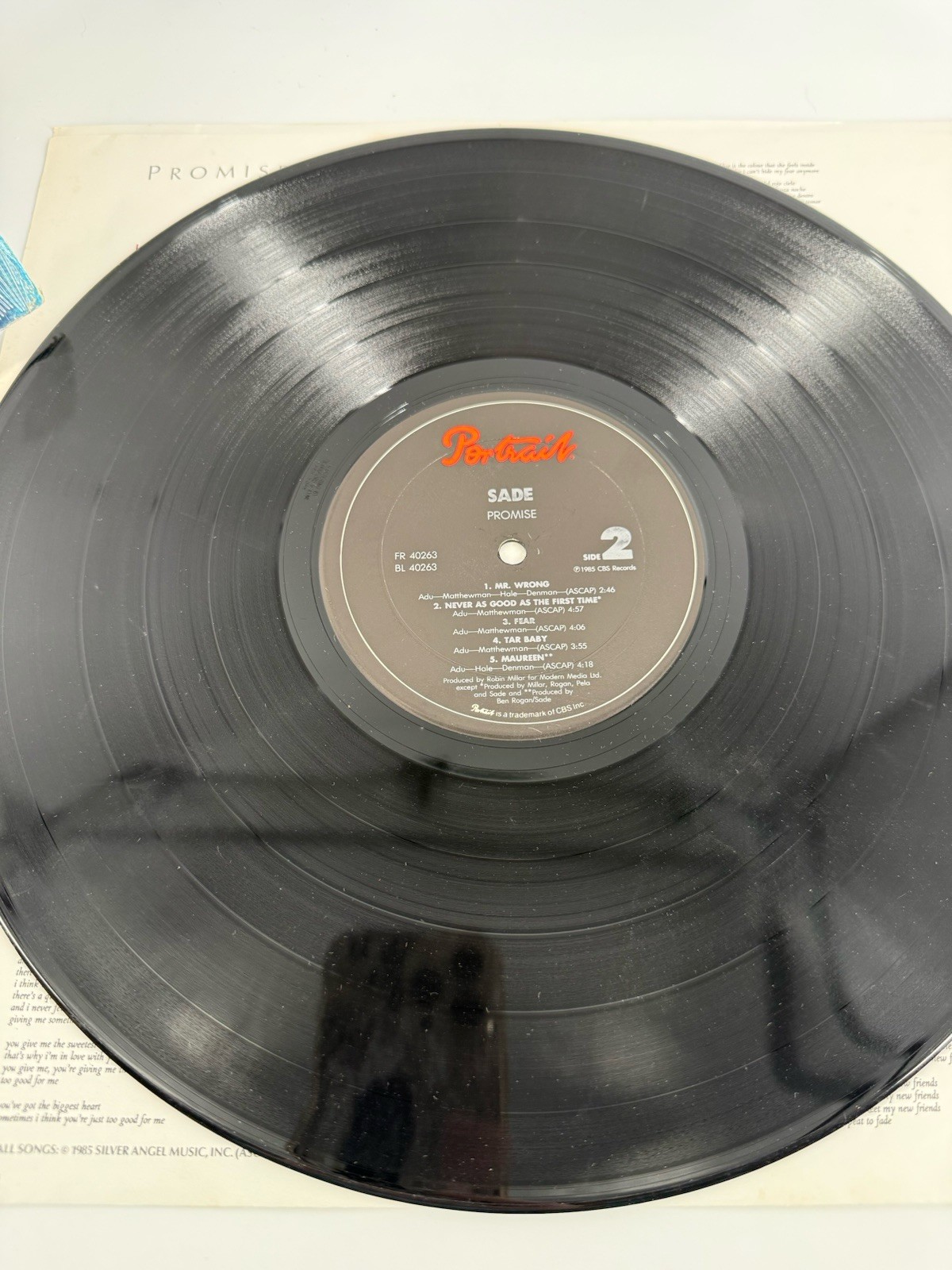 SADE RECORD “PROMISE” 1985 (PC 32005) LYRICS & HYPE STICKER 1985 CBS/ PORTRAIT
