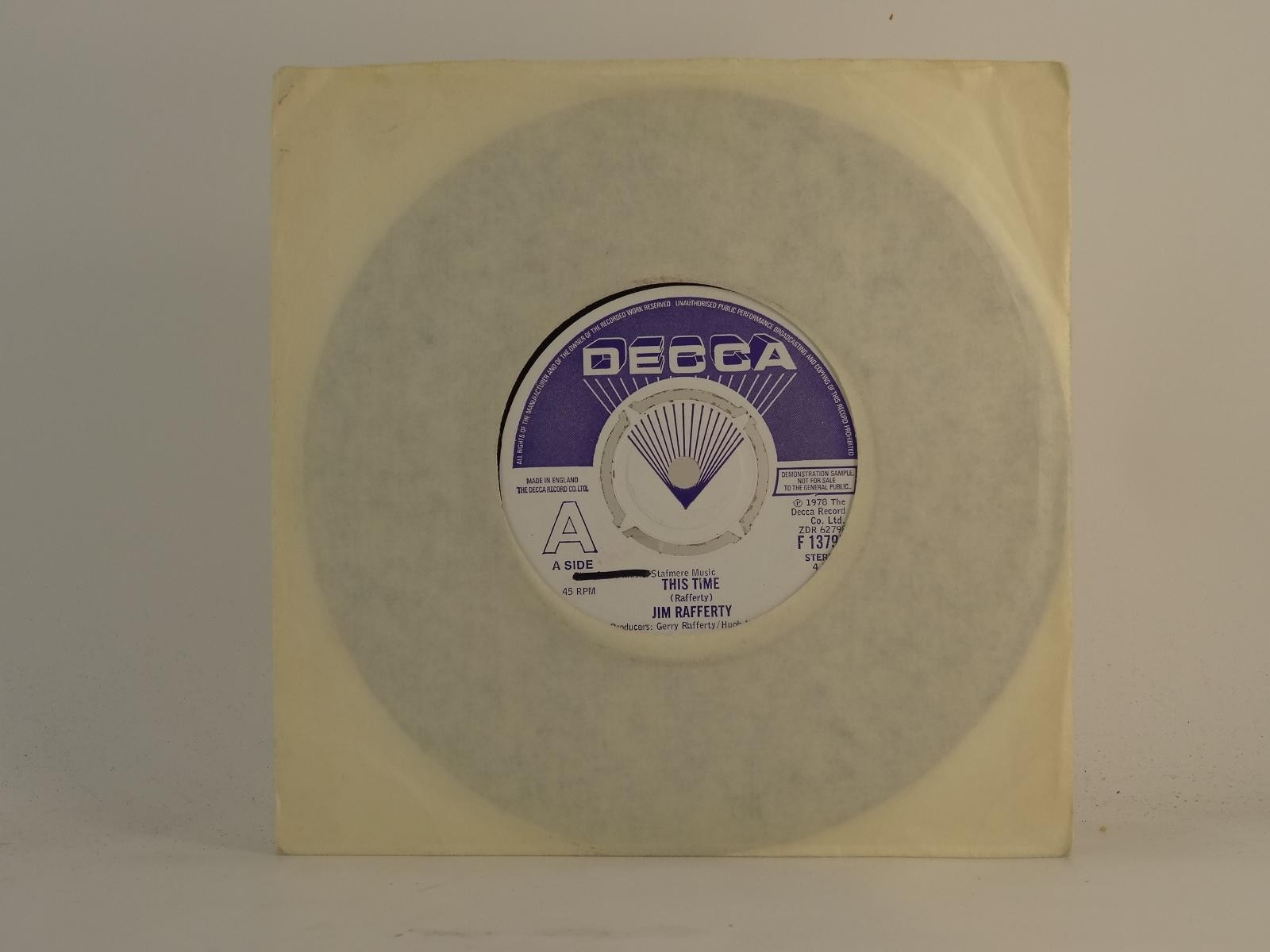 JIM RAFFERTY THIS TIME (78) 2 Track 7″ Single including Plain Paper Sleeve DECCA