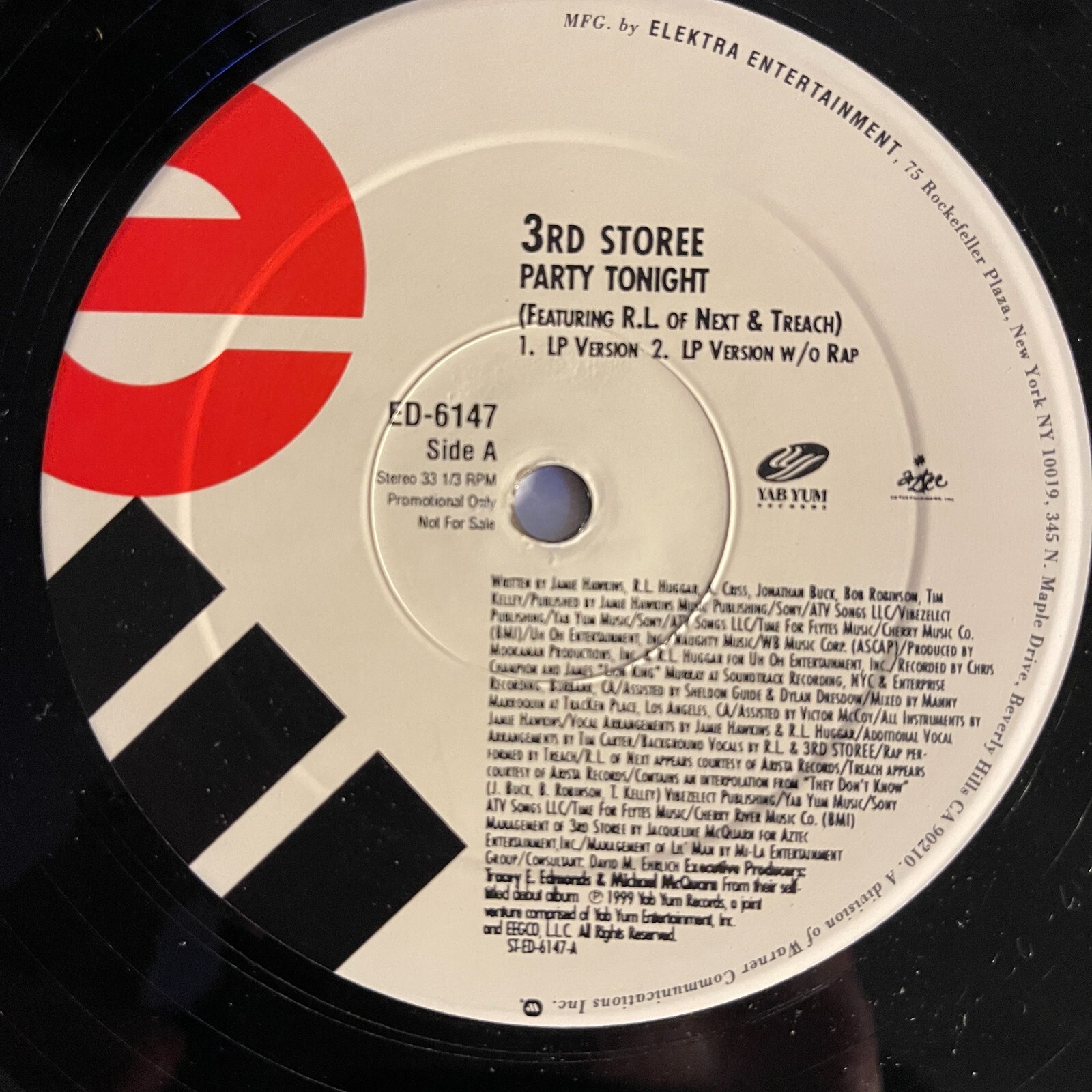 3rd Storee ‎– Party Tonight 12″ Vinyl 1999 Elektra ‎– ED-6147 Promo