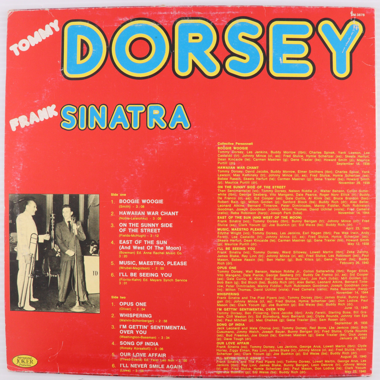 Tommy Dorsey – Frank Sinatra 1981 Compilation 12″ LP Record Joker SM 3878 Italy
