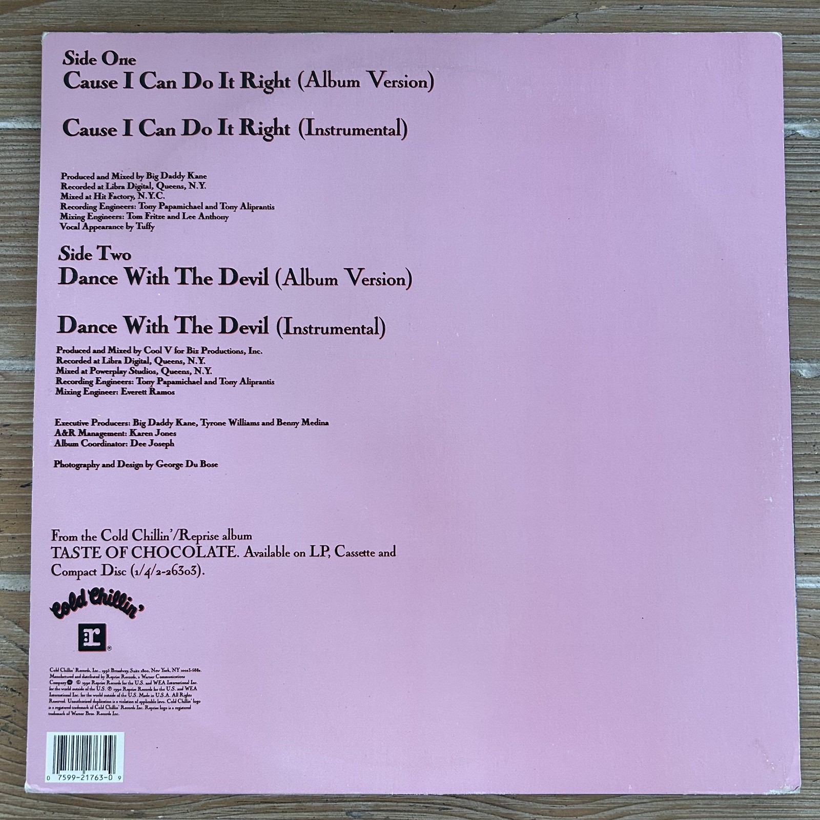 Big Daddy Kane Cause I Can Do It Right 12″ vinyl 1990 record Cold Chillin Excell