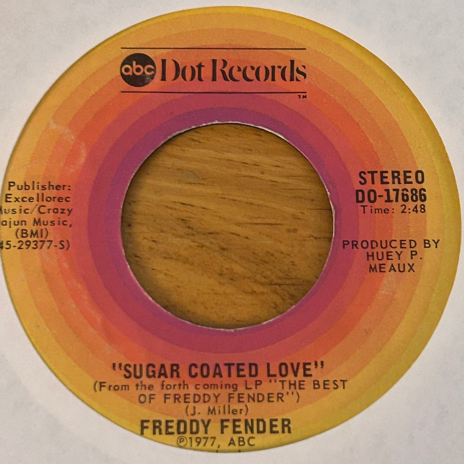 Freddy Fender – Sugar Coated Love 7″ Single 1977 abc Dot Records Latin 45 RPM