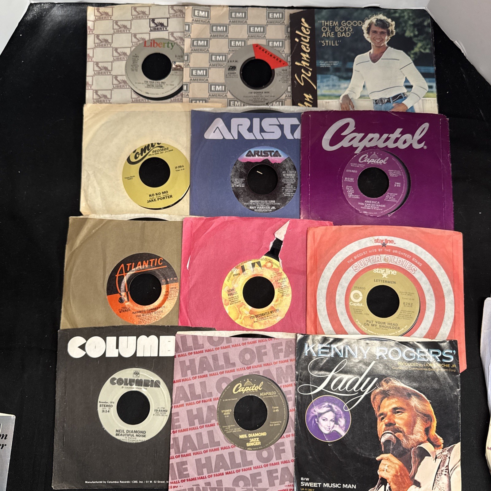 Vinyl 45 RPM Records 70s 80s lot of 42 Total – with Dust Covers PHOTOS
