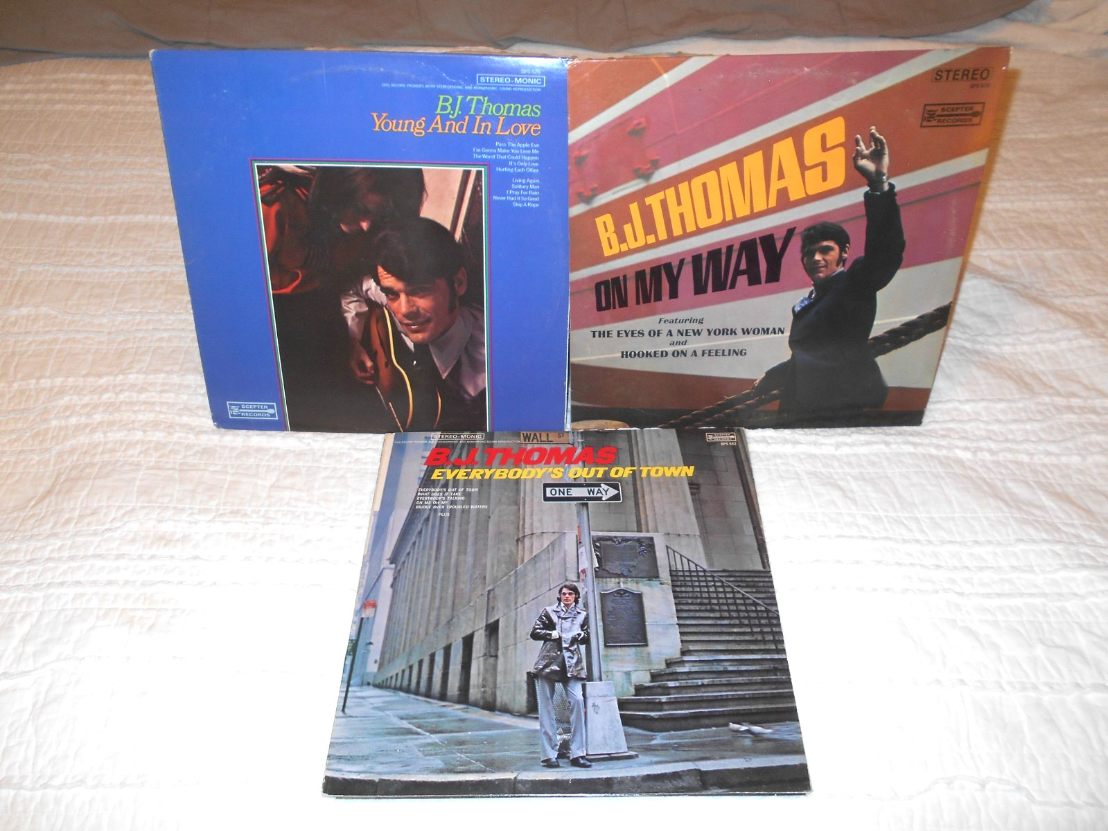 B.J. Thomas Young and In Love, Everybody’s Out Of Town, On My Way 3 LPs Lot!