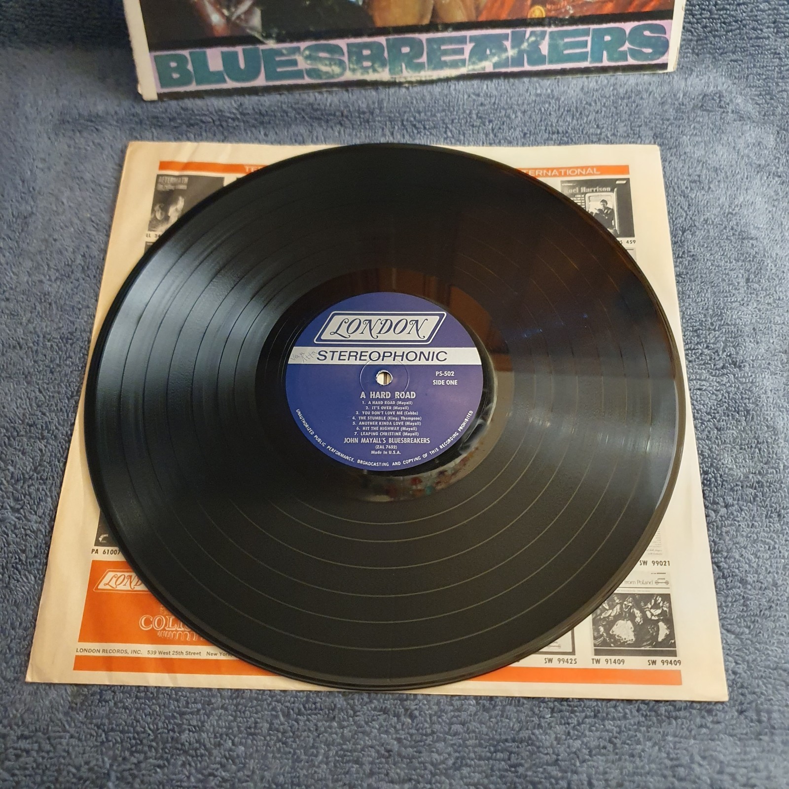 RARE John Mayall – A Hard Road 1967 Vinyl – Record Itself VG/Excellent Condition