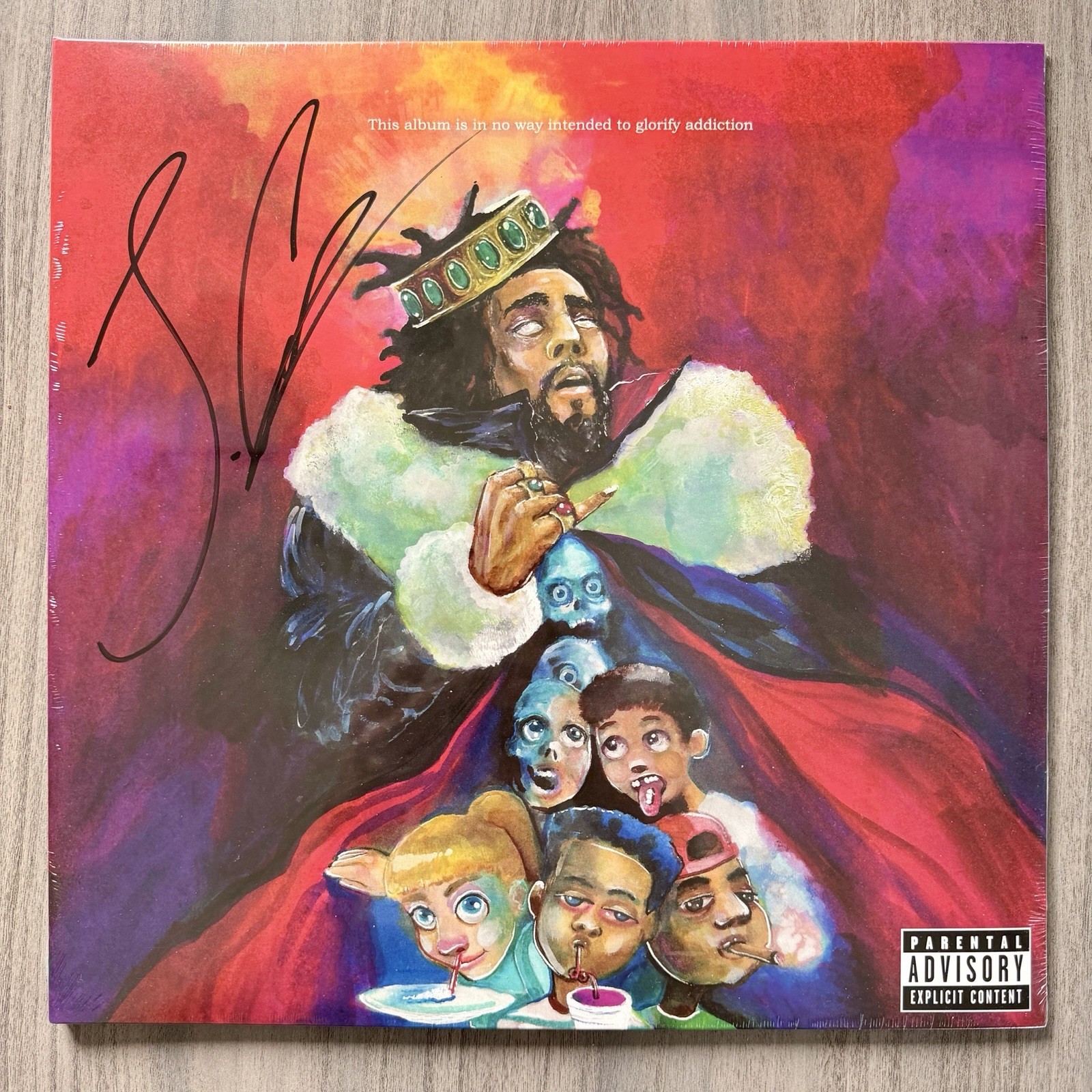 J Cole SIGNED Vinyl LP KOD Red Smoke LIMITED AUTOGRAPHED Album Record NEW SEALED