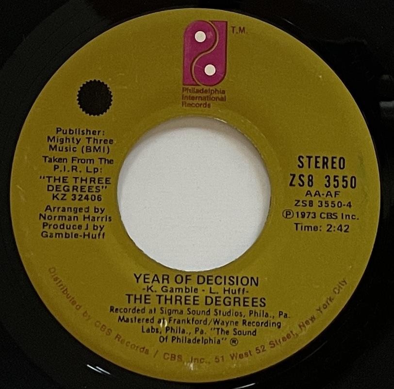 The Three Degrees When Will I See You Again / Year of Decision 45 rpm EX (1973)