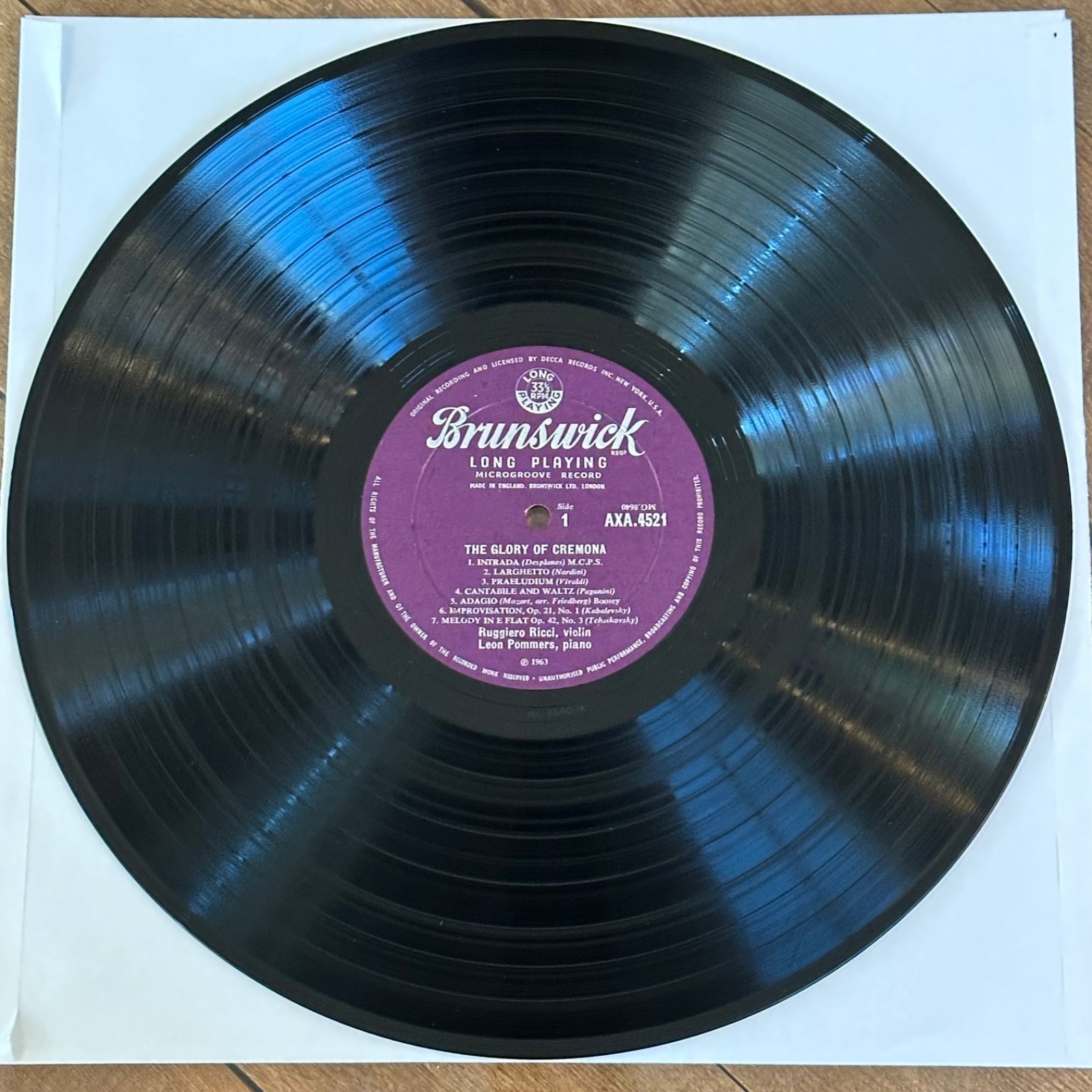 Ruggiero Ricci NM! ED1 DG UK Brunswick lp AXA 4521 Pommers Violin Piano