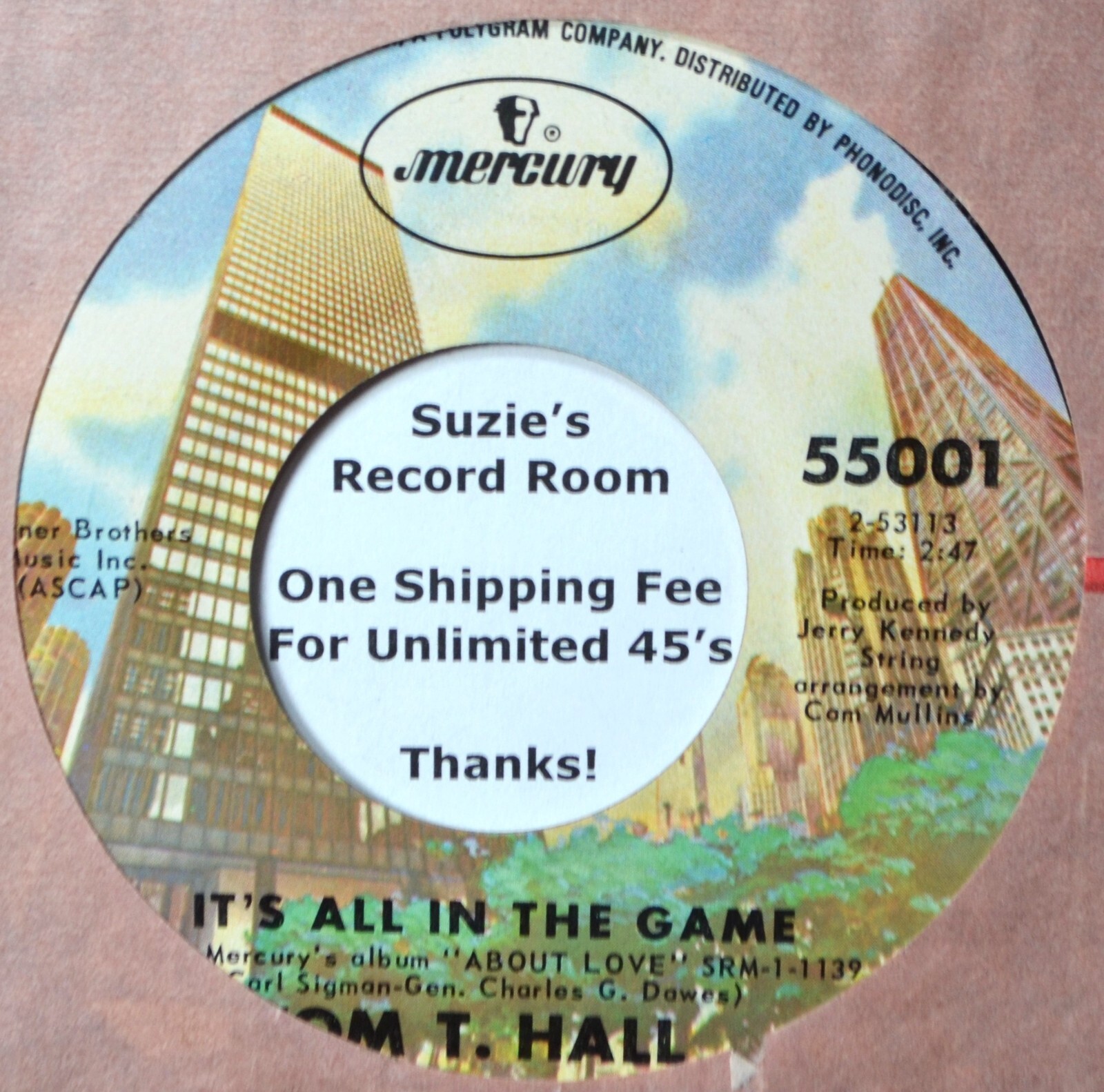 Tom T Hall It’s All in the Game Country 45 7″ Vinyl -Check Listing for Coupons!